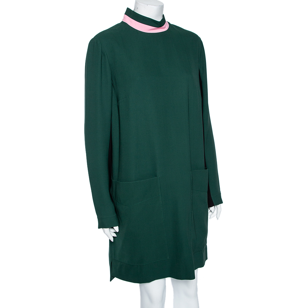 

Burberry Green Silk & Wool Long Sleeve Shift Dress
