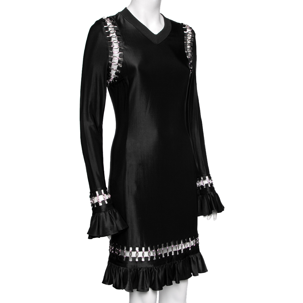 

Burberry Black Stretch Jersey Ring Embellished Long Sleeve Mini Dress