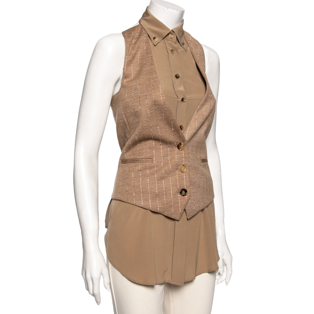 

Burberry Brown Wool & Silk Embellished Waistcoat