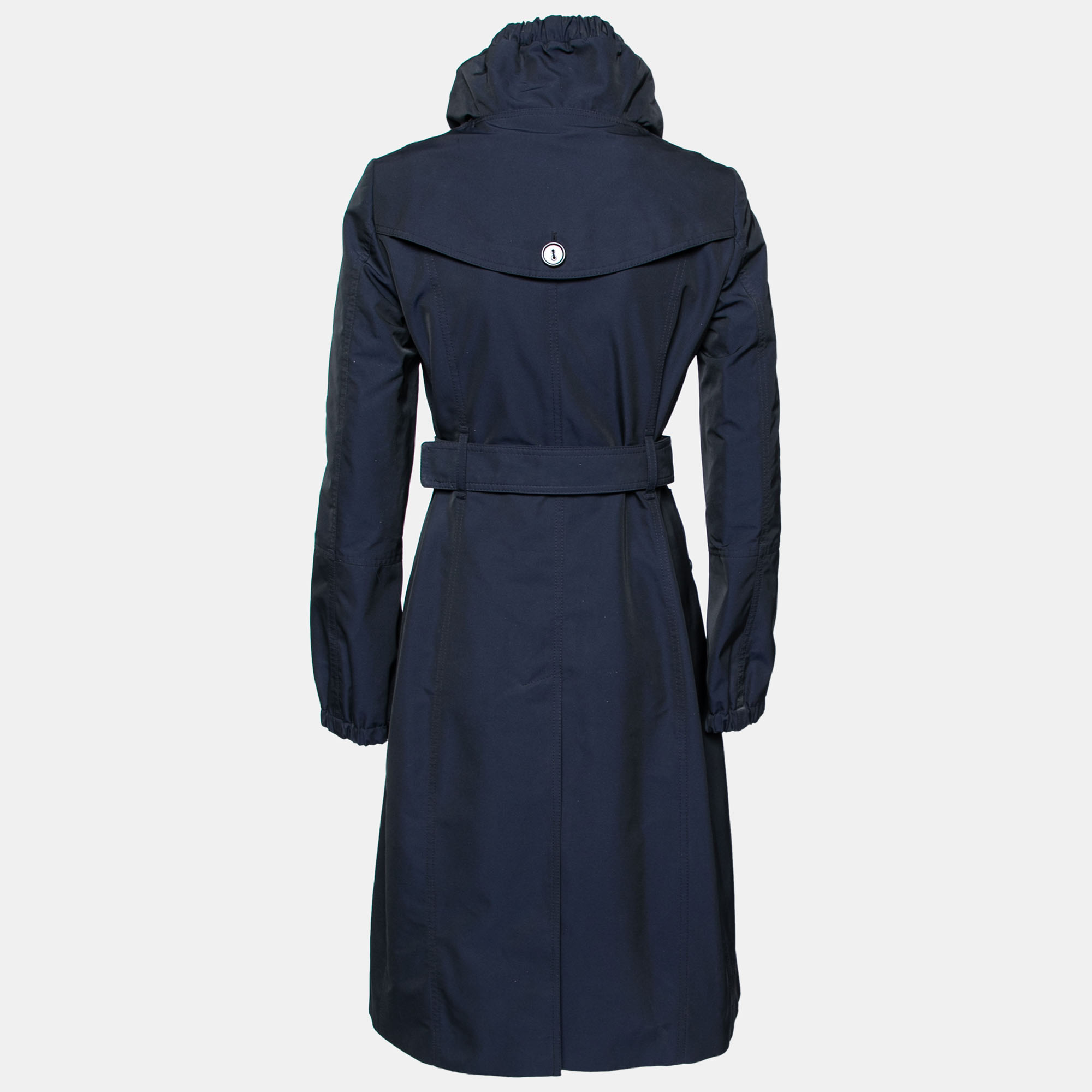 

Burberry Navy Blue Synthetic Ruched Neckline Trench Coat