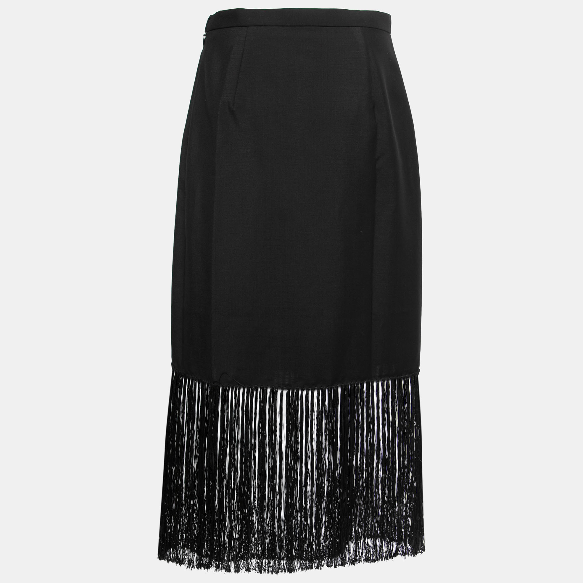 

Burberry Black Mohair Wool Fringed Skirt