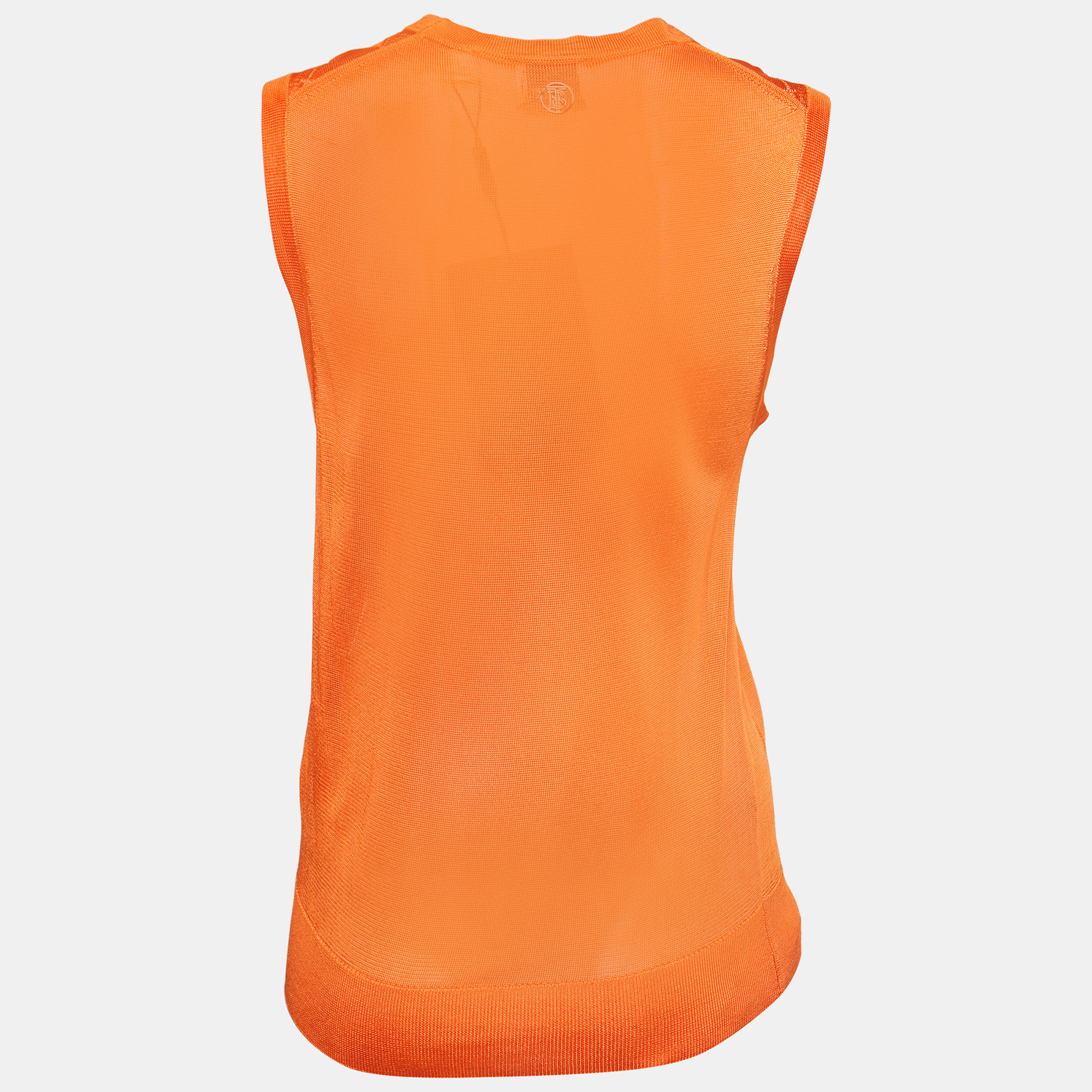 

Burberry Orange Diamond Patterned Knit Sleeveless Top