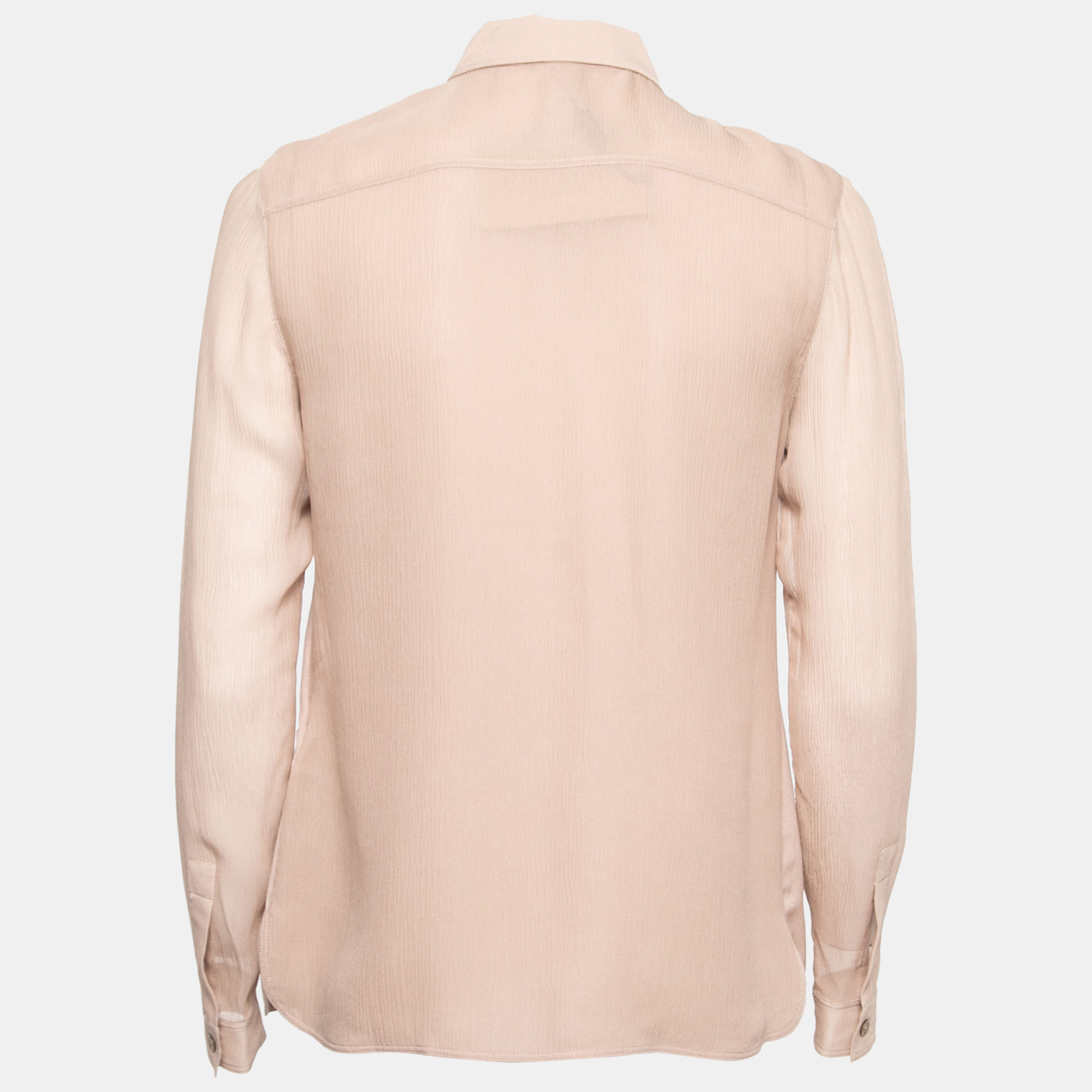 

Burberry Blush Pink Silk Paneled Button Front Shirt