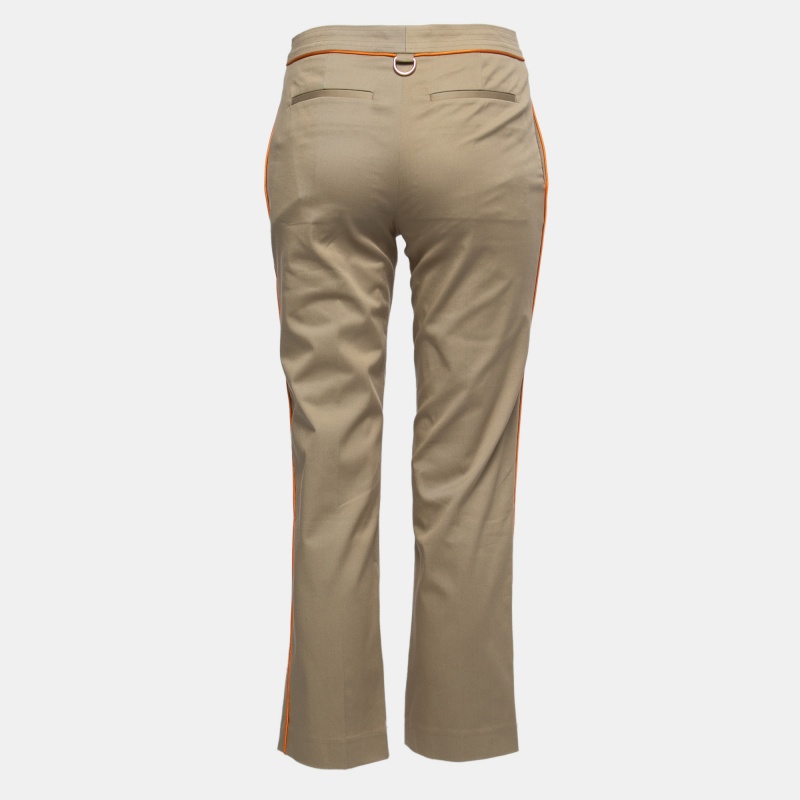 

Burberry Tan Cotton Twill Pipping Detail Trousers