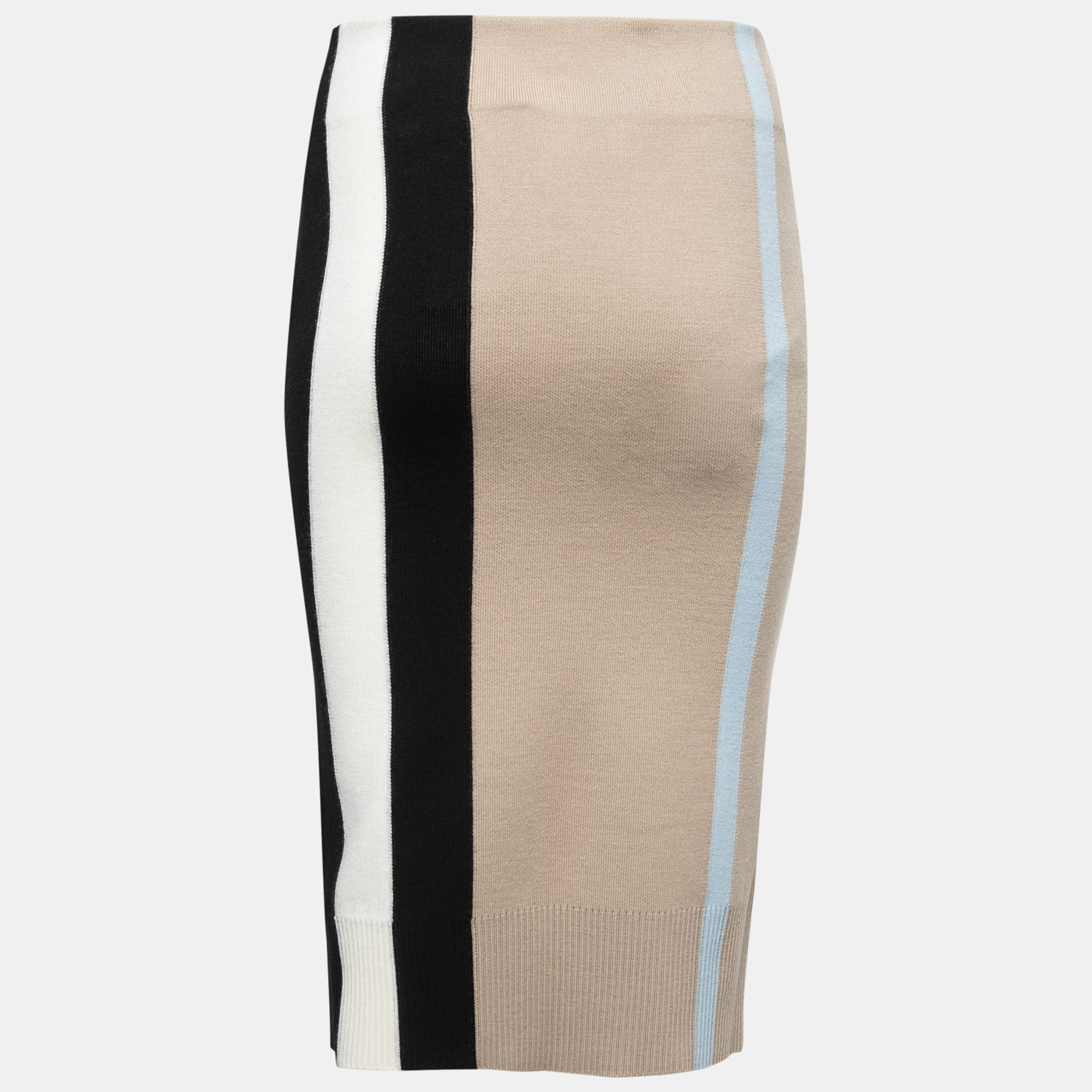 

Burberry Beige Logo Jacquard Merino Wool Pencil Skirt