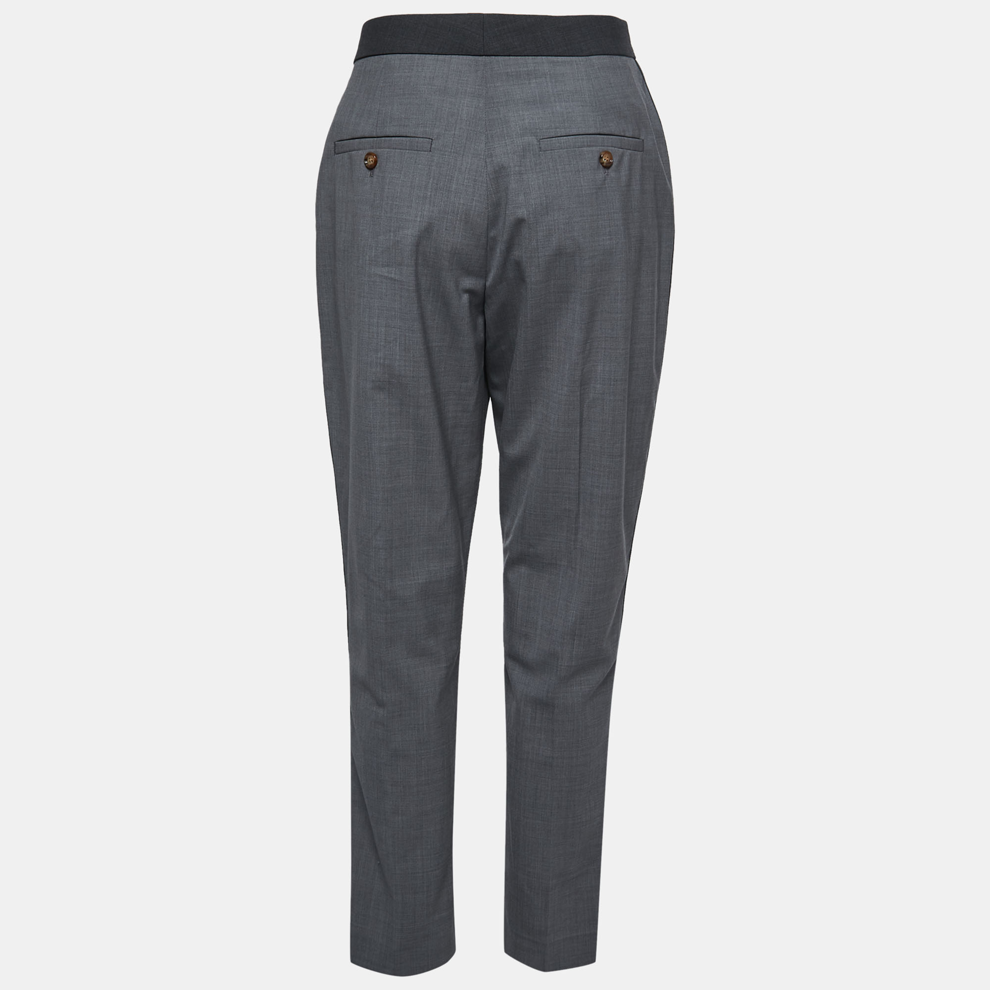 

Burberry Grey Wool Stripe Detail Jacinda Cropped Trousers