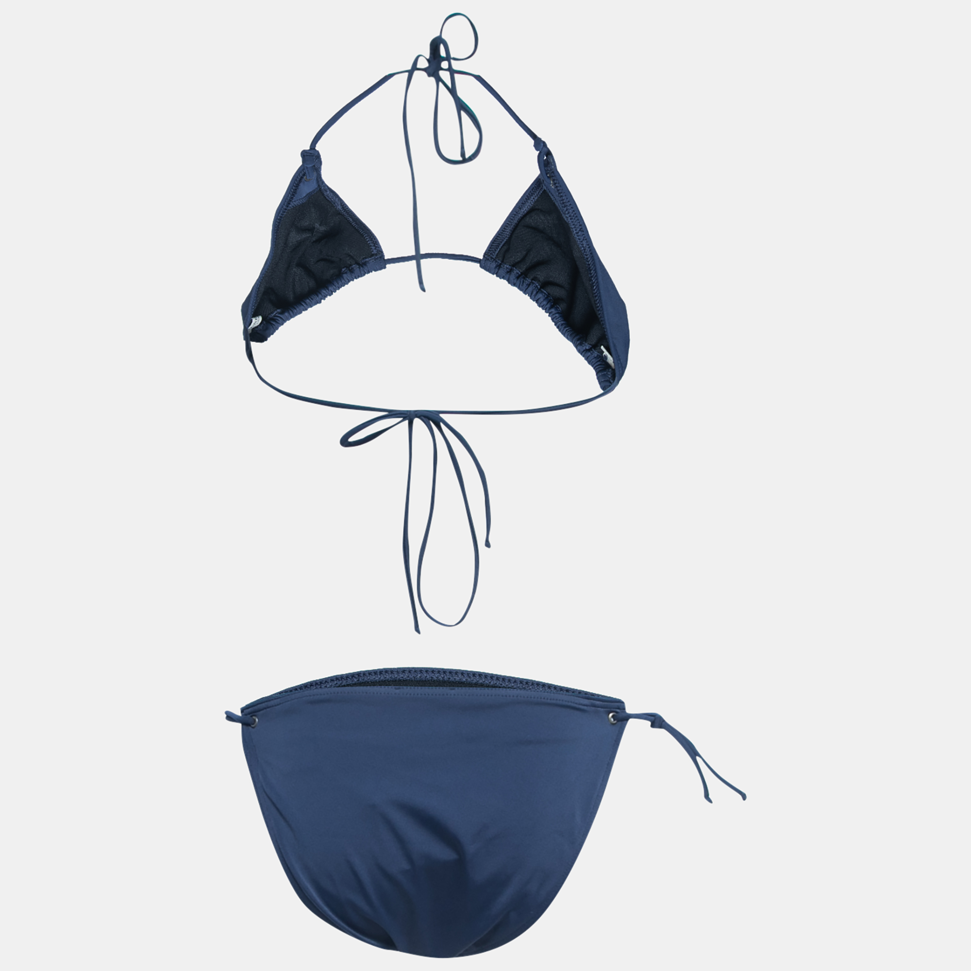 

Burberry Navy Blue Logo Embroidered Nylon Bikini