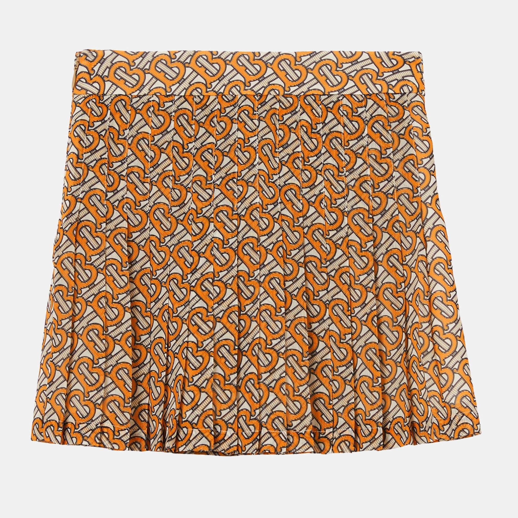 

Buberry (Kids) Orange/Beige TB Monogram Pleated Skirt