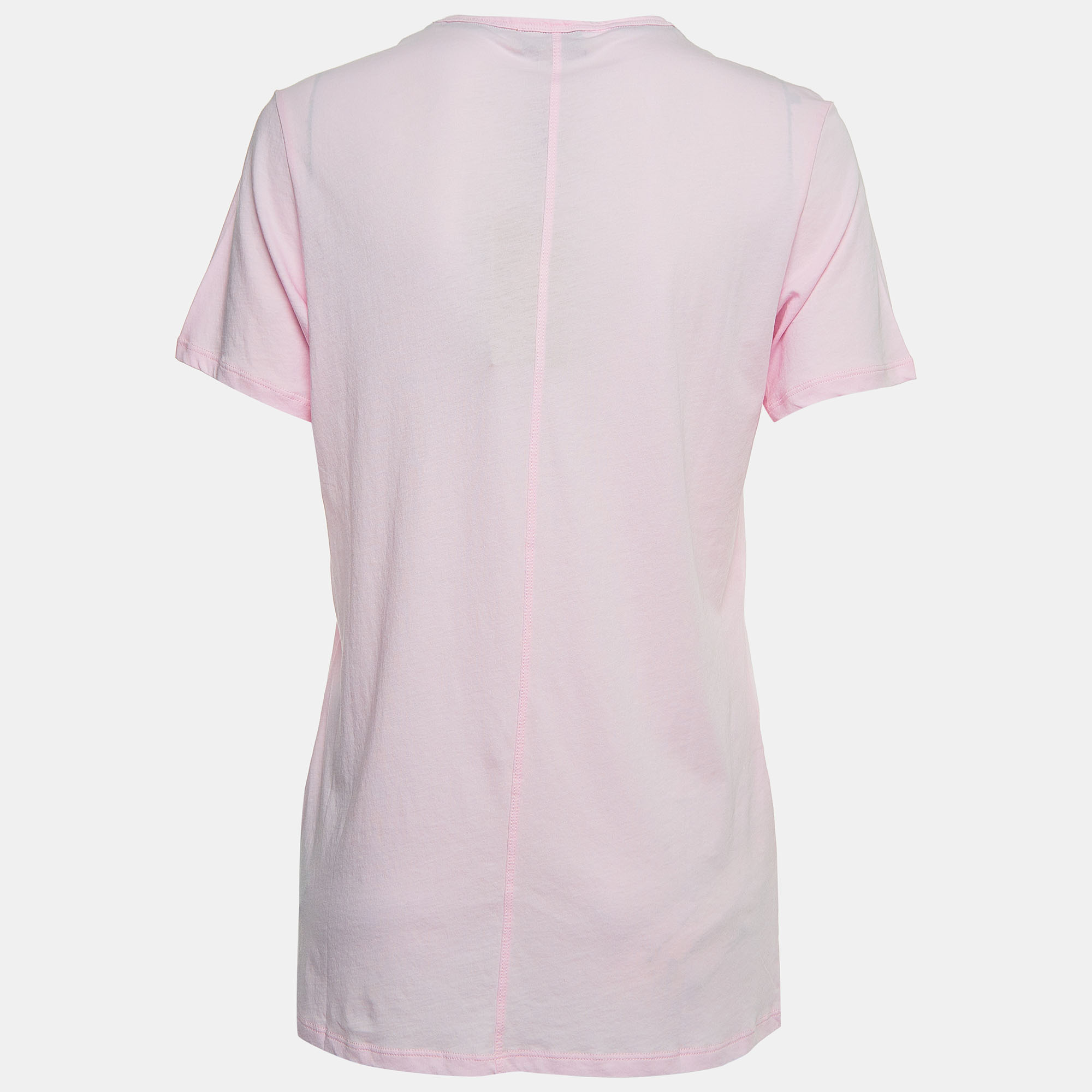 

Burberry Pink Logo Embroidered Cotton V-Neck T-Shirt