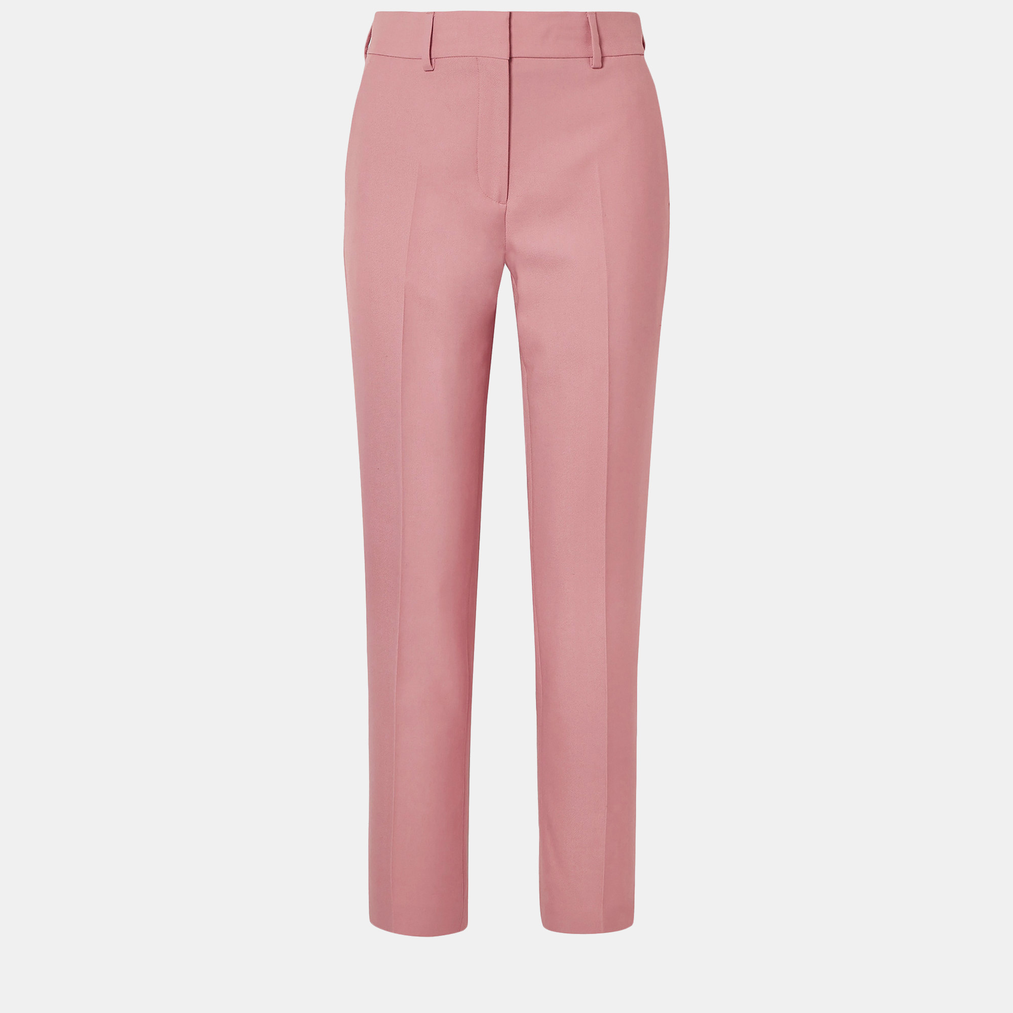 Pre-owned Burberry Polyester Straight Leg Pants 4 In Pink