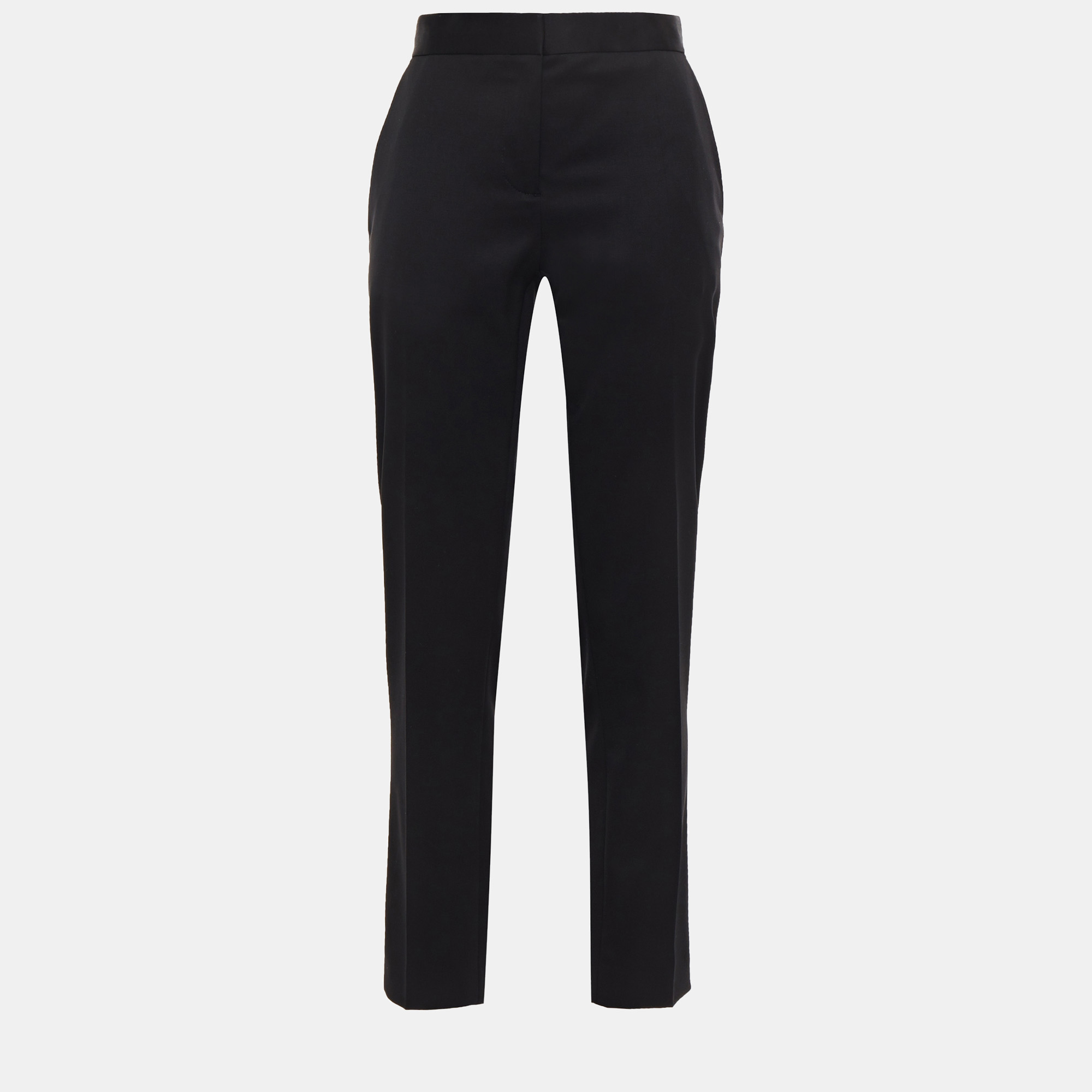 Pre-owned Burberry Wool Tapered Trousers 6 In Black