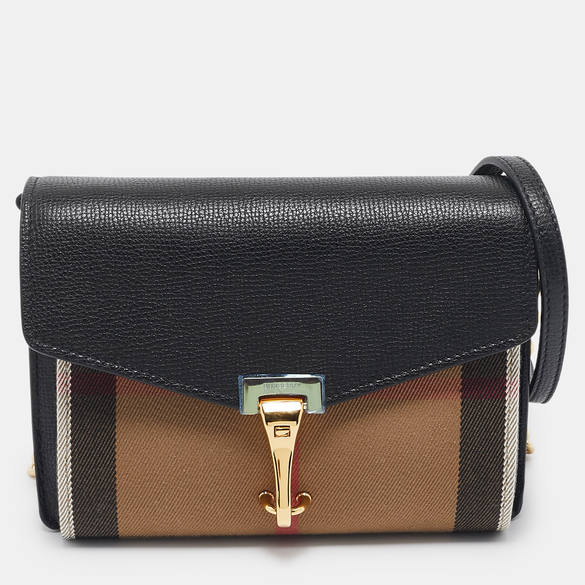 

Burberry Black House Check Canvas and Leather Macken Crossbody Bag