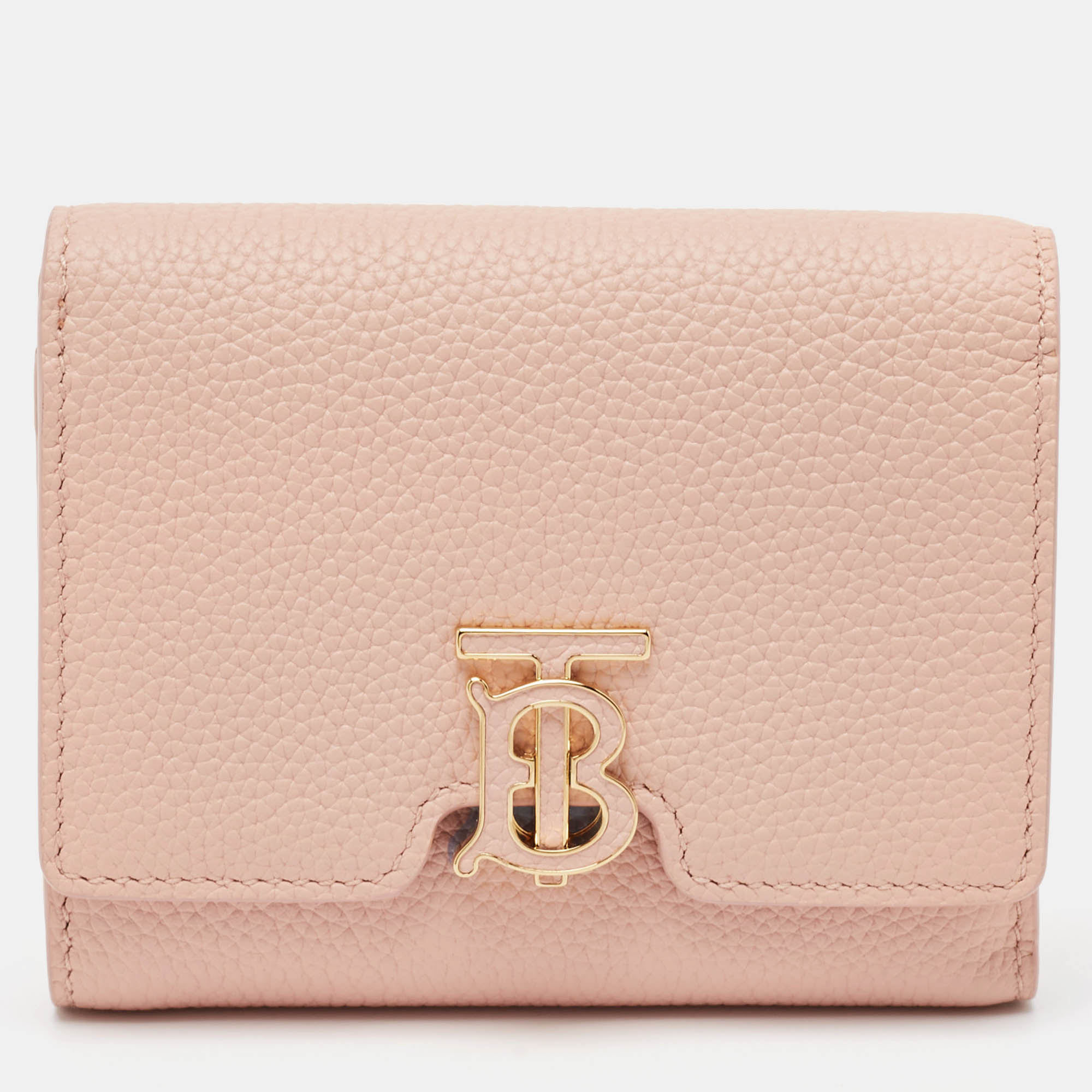 

Burberry Pink Leather TB Trifold Wallet