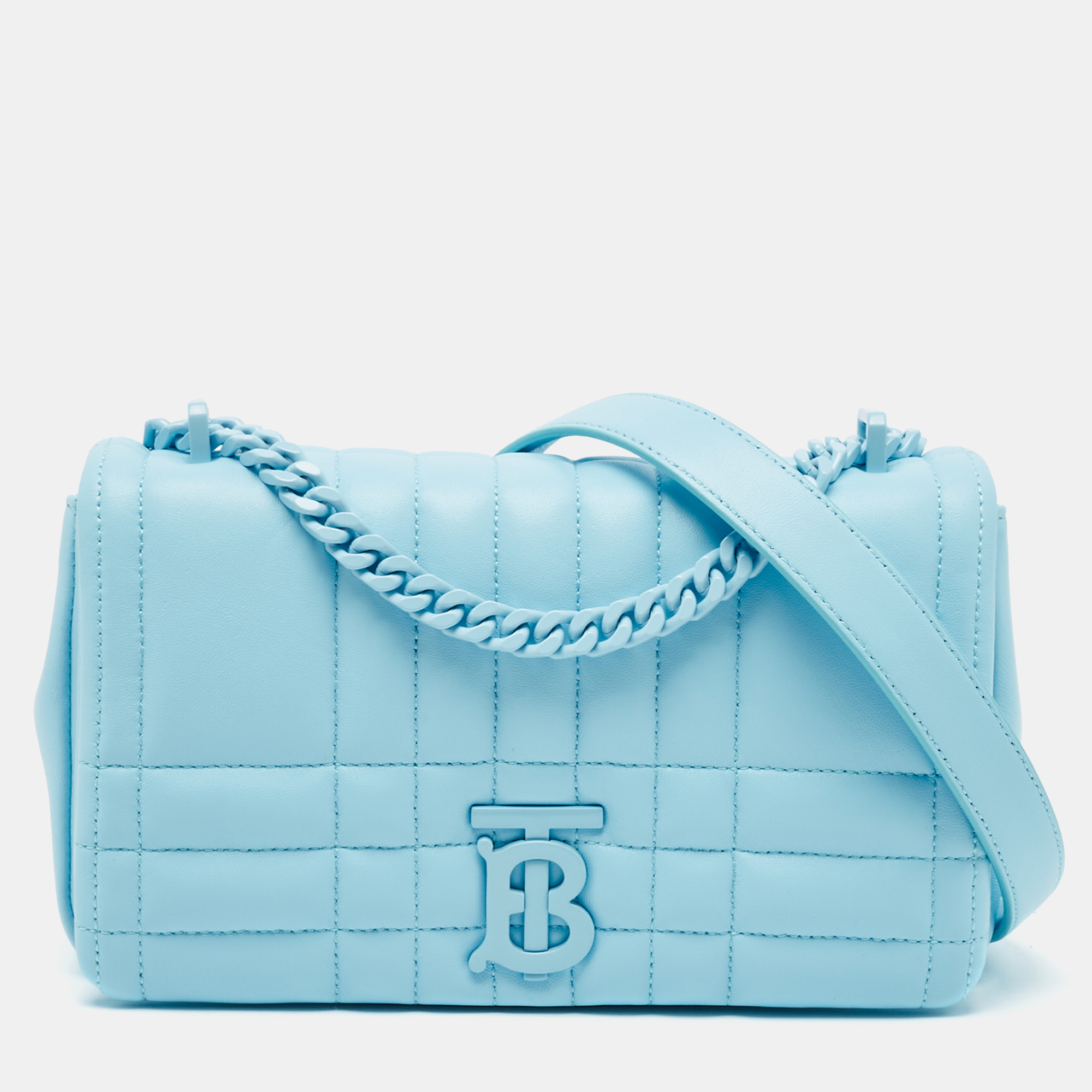 

Burberry Sky Blue Quilted Leather  Lola Chain Shoulder Bag