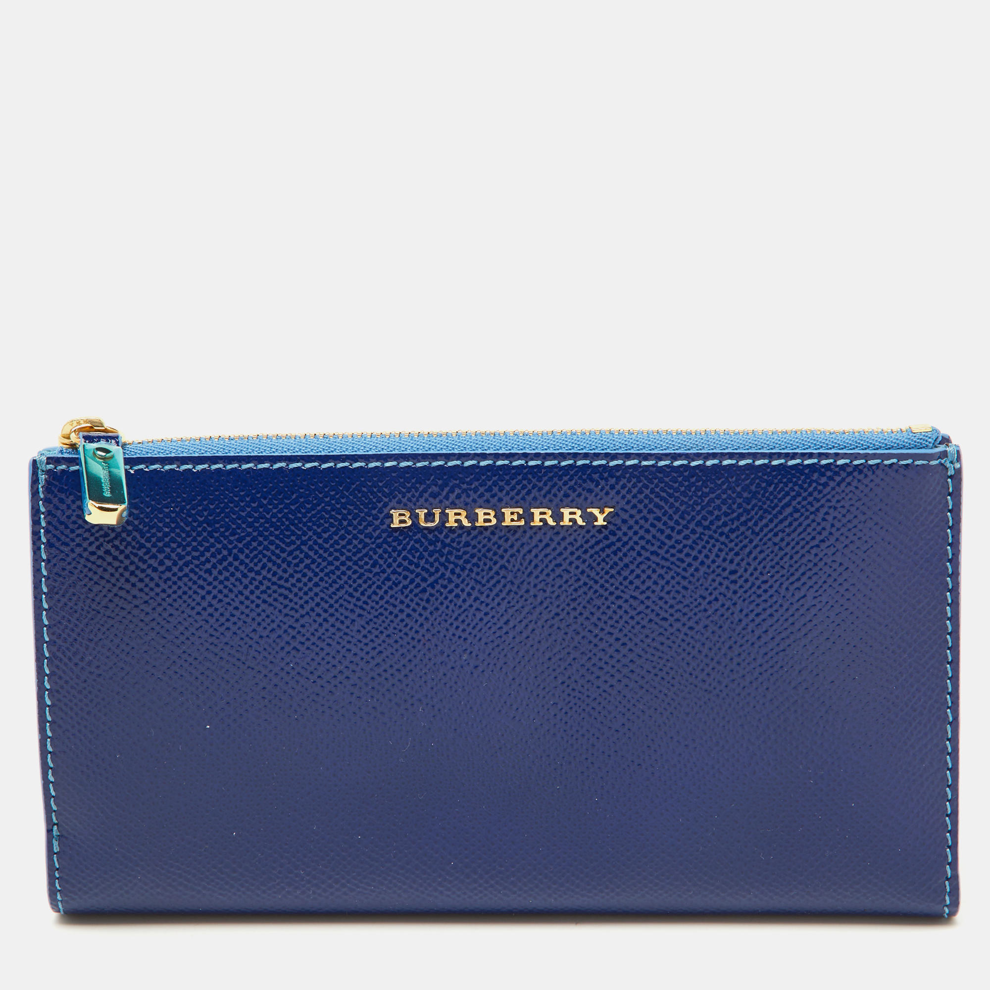 

Burberry Blue Patent Leather Constantine Continental Wallet