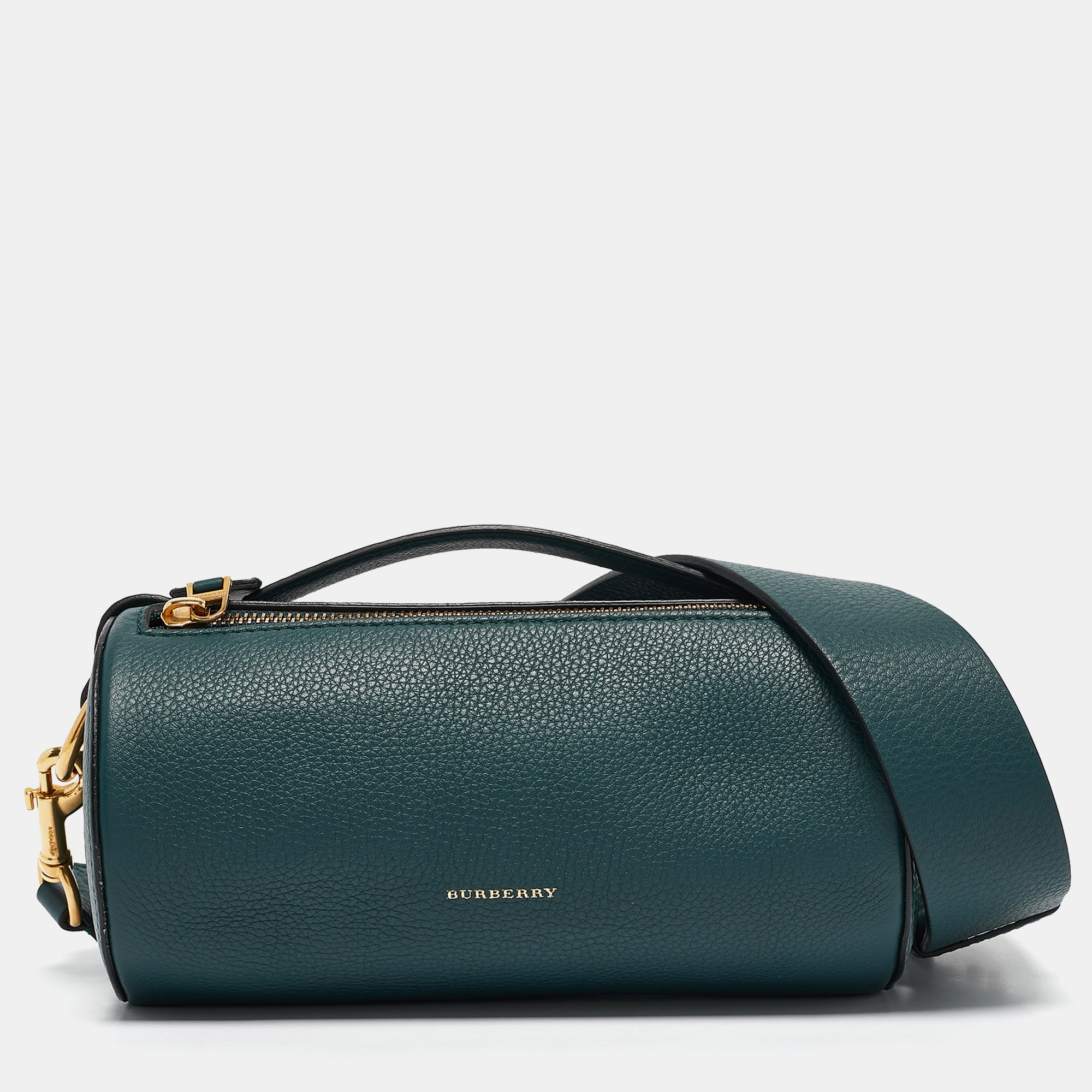 

Burberry Teal Green Leather Barrel Bag