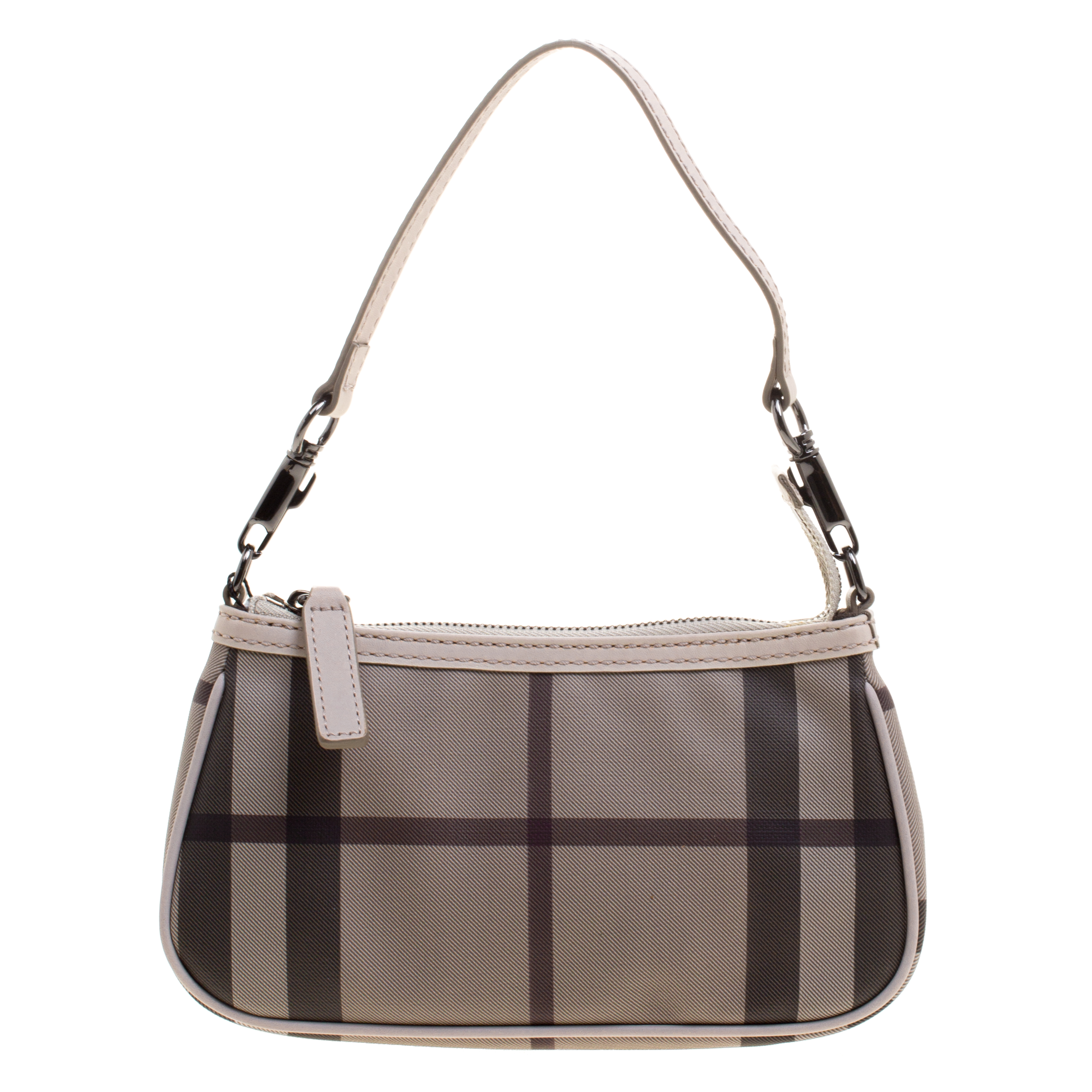 Pre Owned Burberry Beige Smoked Check PVC Small Aston Shoulder Bag