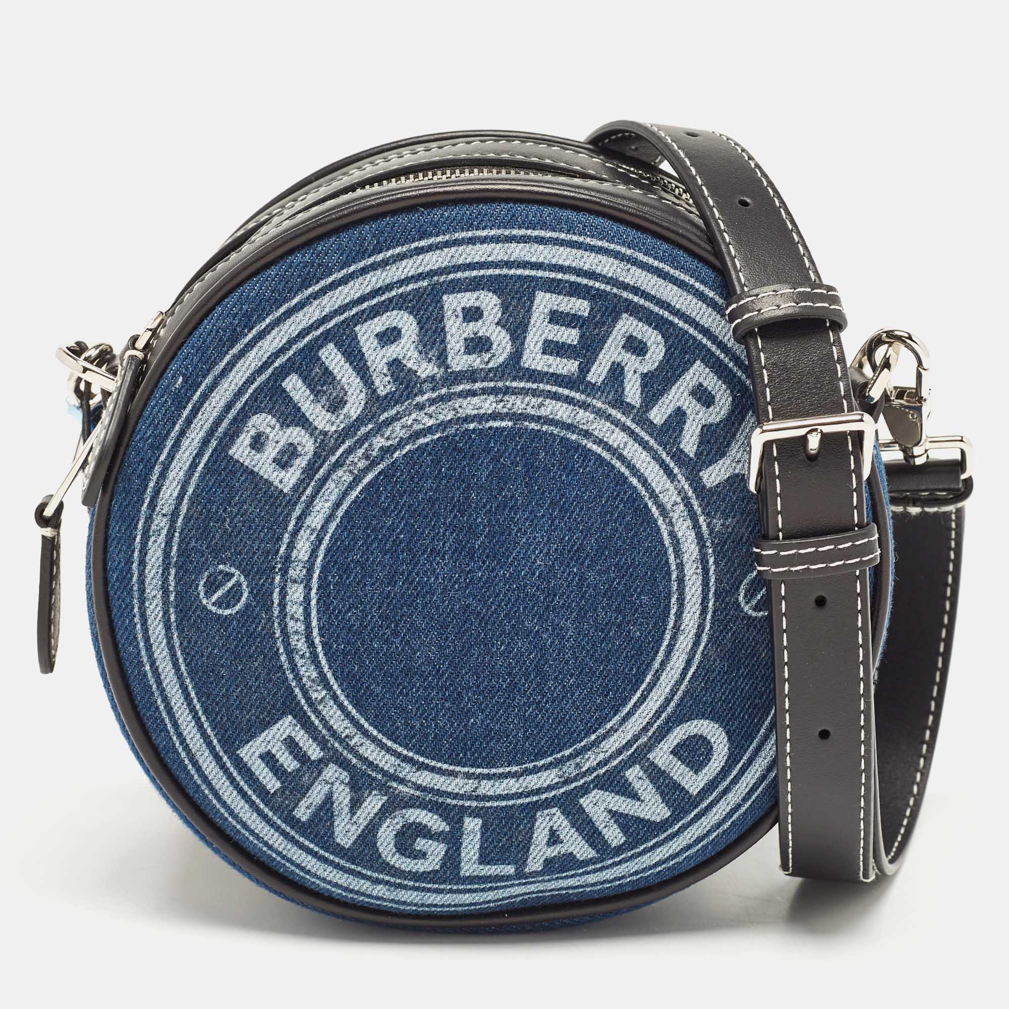 

Burberry Blue/Black Denim and Leather Louise Round Crossbody Bag