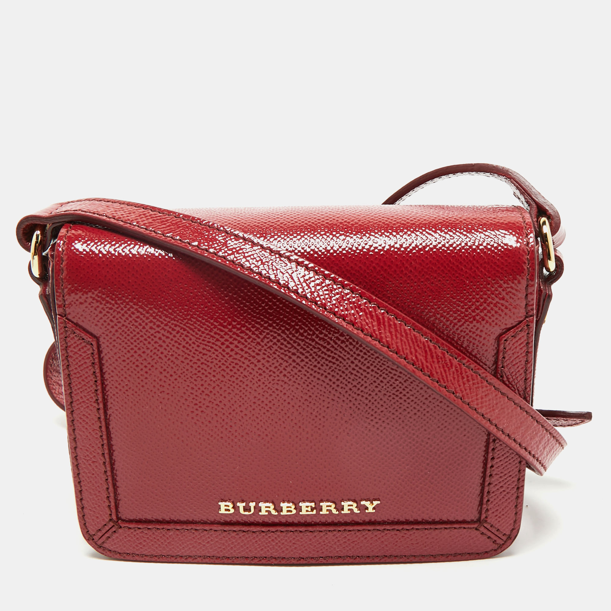 

Burberry Red Patent Leather Mini Berkeley Crossbody Bag