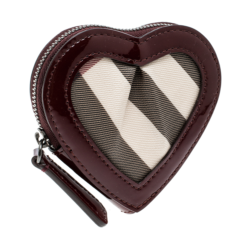 Burberry Burgundy Nova Check PVC Heart Coin Purse Burberry | The Luxury  Closet