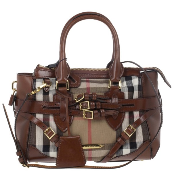 مملوكة مسبقًا Burberry House Check Canvas and Leather Small Gladstone Tote