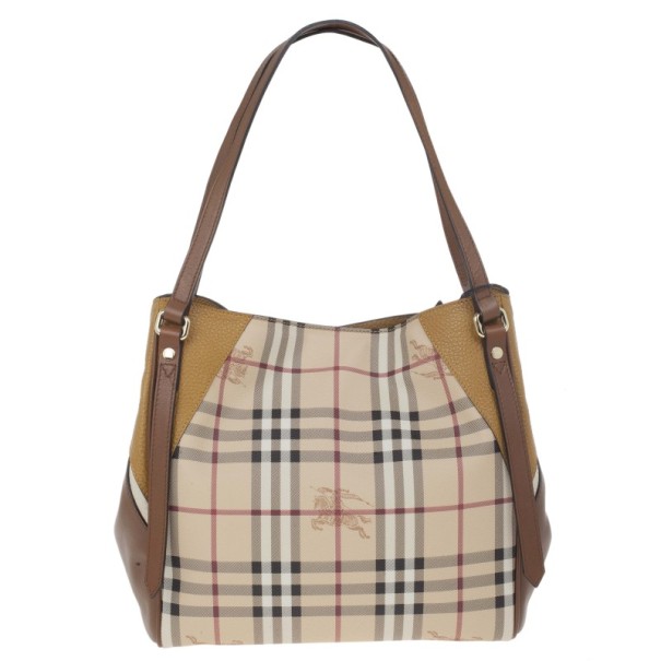 مملوكة مسبقًا Burberry Haymarket Patchwork Small Canterbury Tote