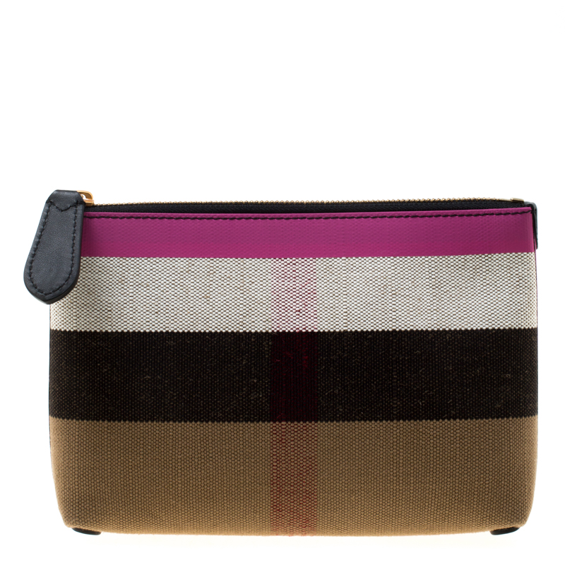 مملوكة مسبقًا حقيبة بربري دونكان بسحاب كانفاس متعددة الألوان متوسطة