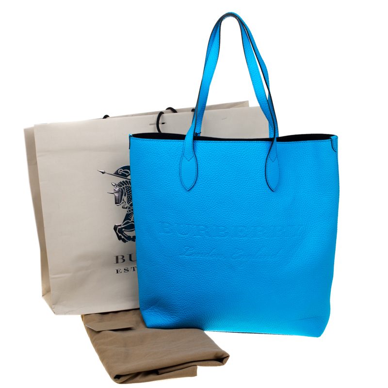 Burberry Neon Blue Leather Remington Shopper Tote Burberry | TLC