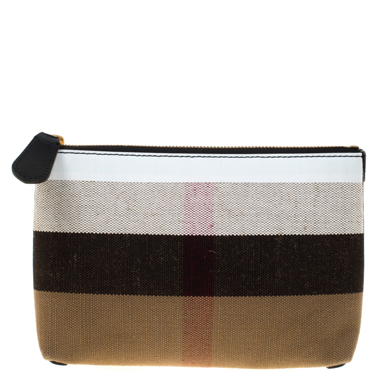 Burberry Multicolor Canvas Medium Duncan Zip Pouch