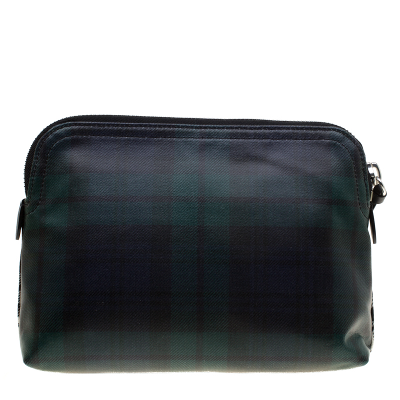 Burberry Black/Green Smoked Check Nylon Large Pouch Burberry | TLC