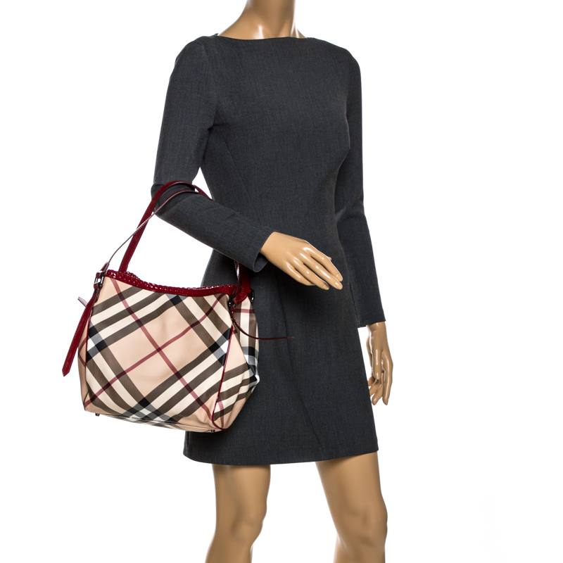 

Burberry Red/Beige House Check PVC Small Canterbury Tote, Brown