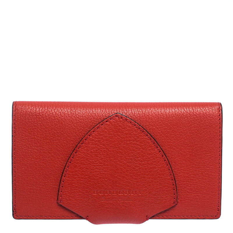 Pre-owned Burberry Red Leather Harlow Continental Wallet