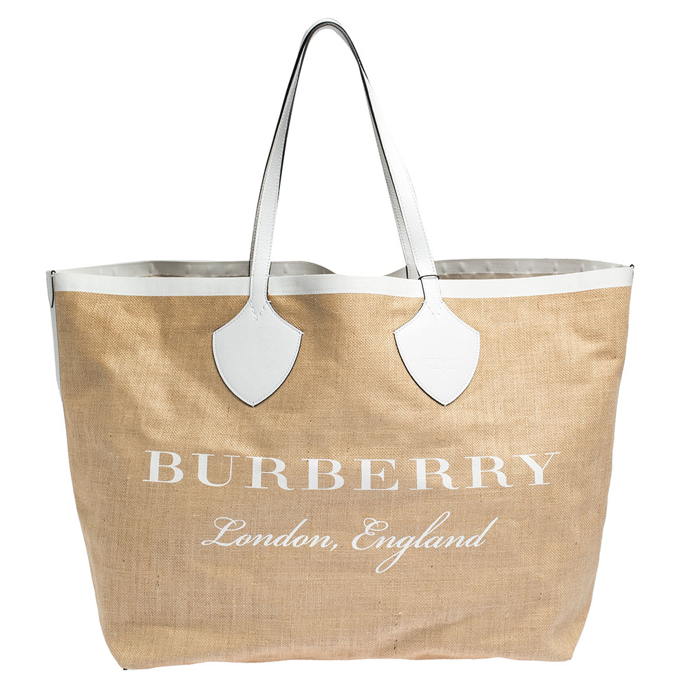 Burberry Beige/White Jute and Leather 