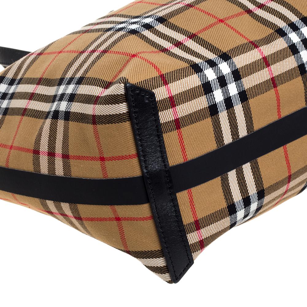 Burberry Beige Vintage Check Coated Canvas Shopping Bag Medium  QKB1NB9GK7016