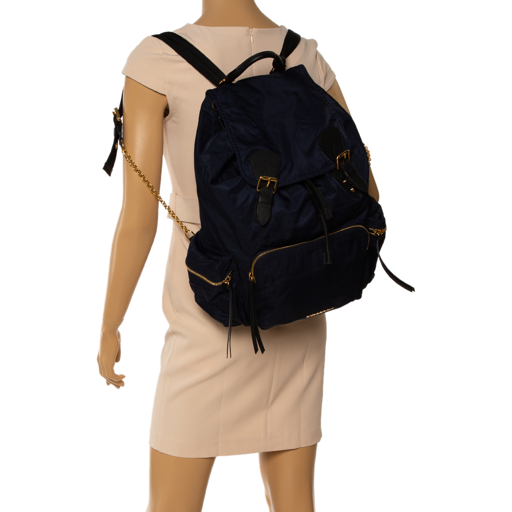 

Burberry Navy Blue Nylon Rucksack Backpack