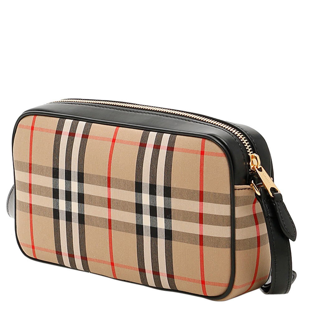 

Burberry Beige/Brown Canvas Check Vintage Camera Bag