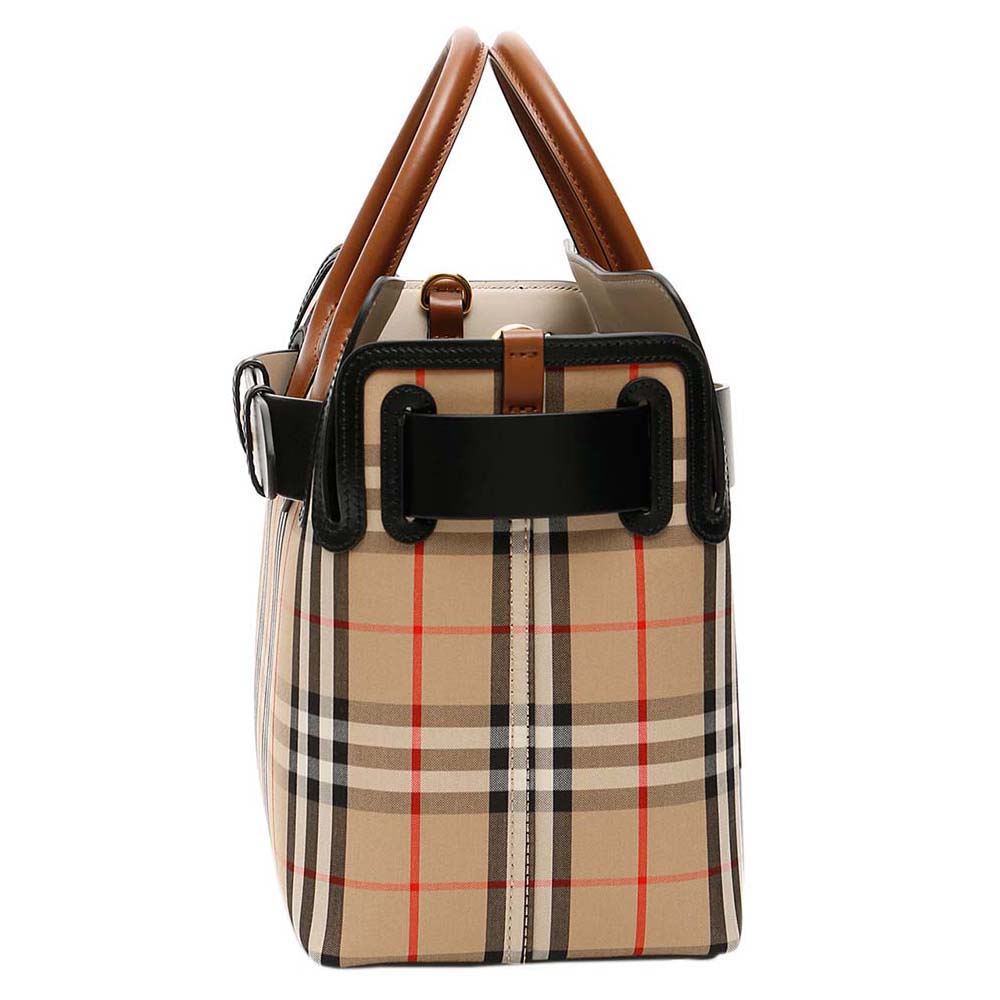 

Burberry Beige Leather and Canvas Check Small Belt Bag