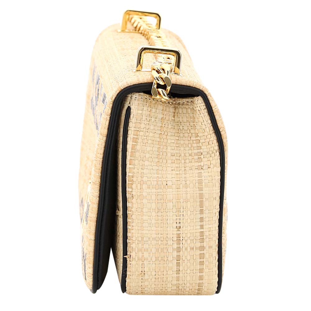 

Burberry Brown Leather Monogram Lola Raffia TB Bag