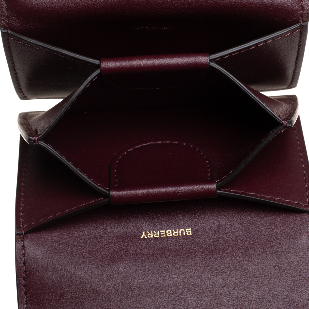 

Burberry Burgundy Leather Embossed TB Logo Jessie Card Case