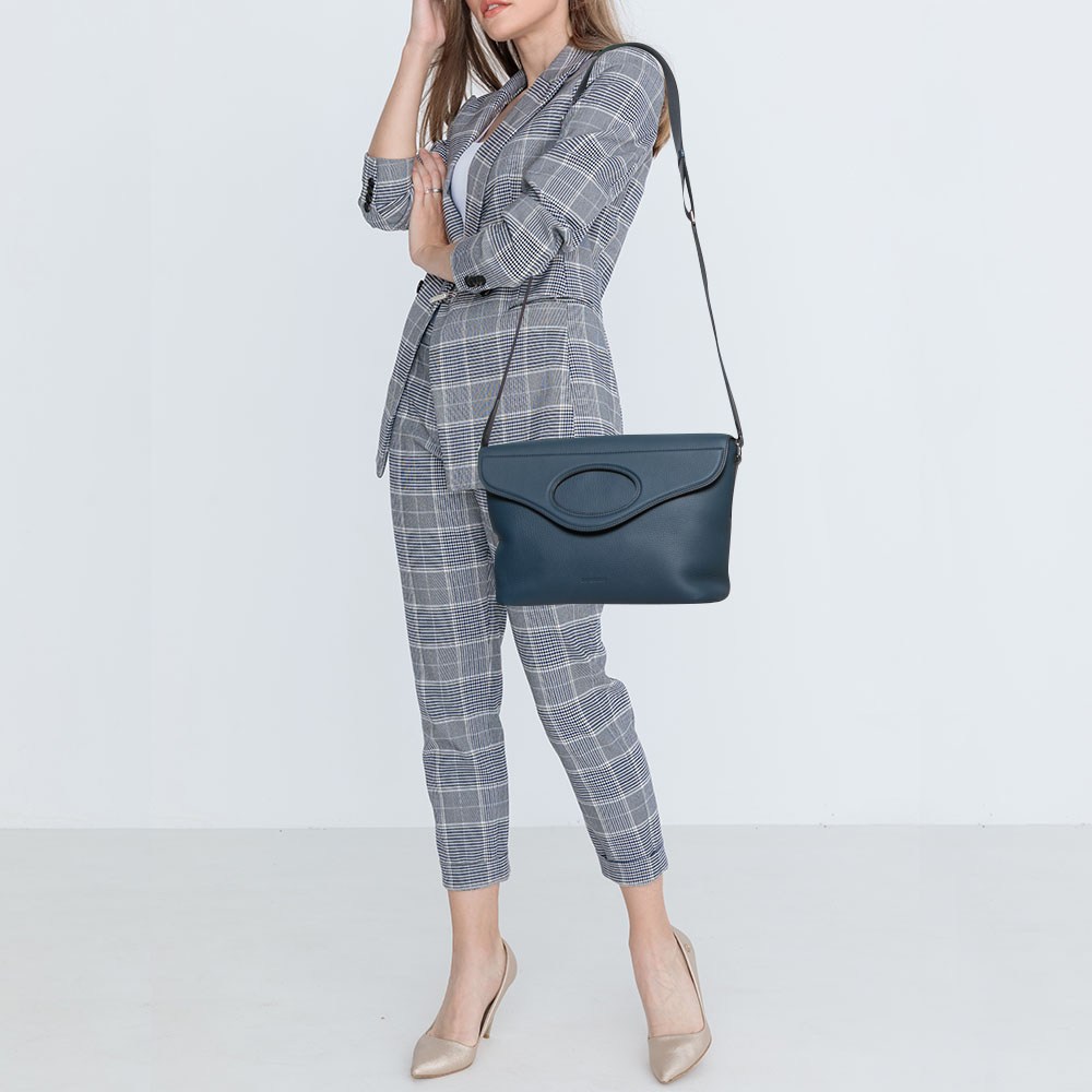 

Burberry Blue Leather Pocket Messenger Bag