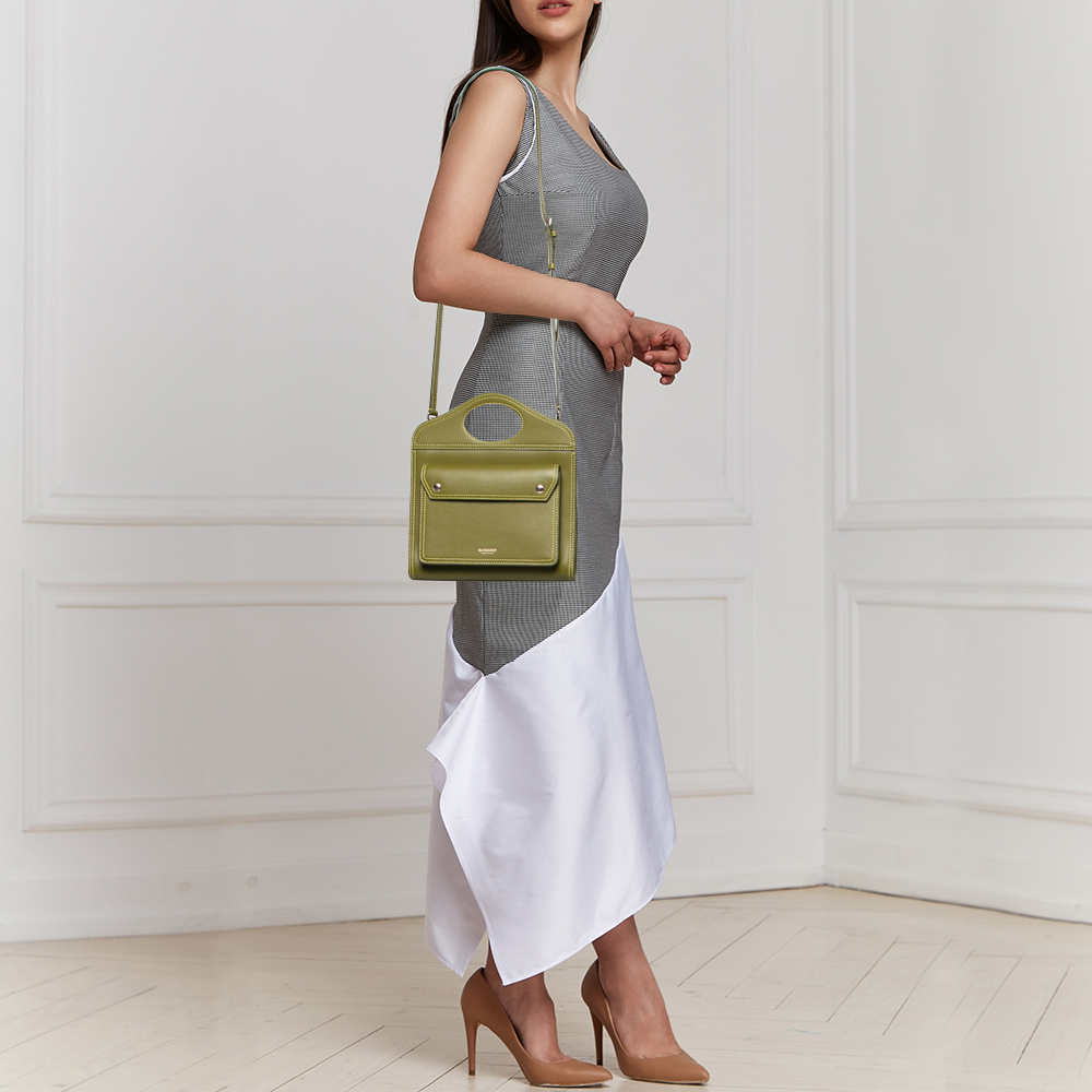 

Burberry Green Leather Mini Pocket Bag