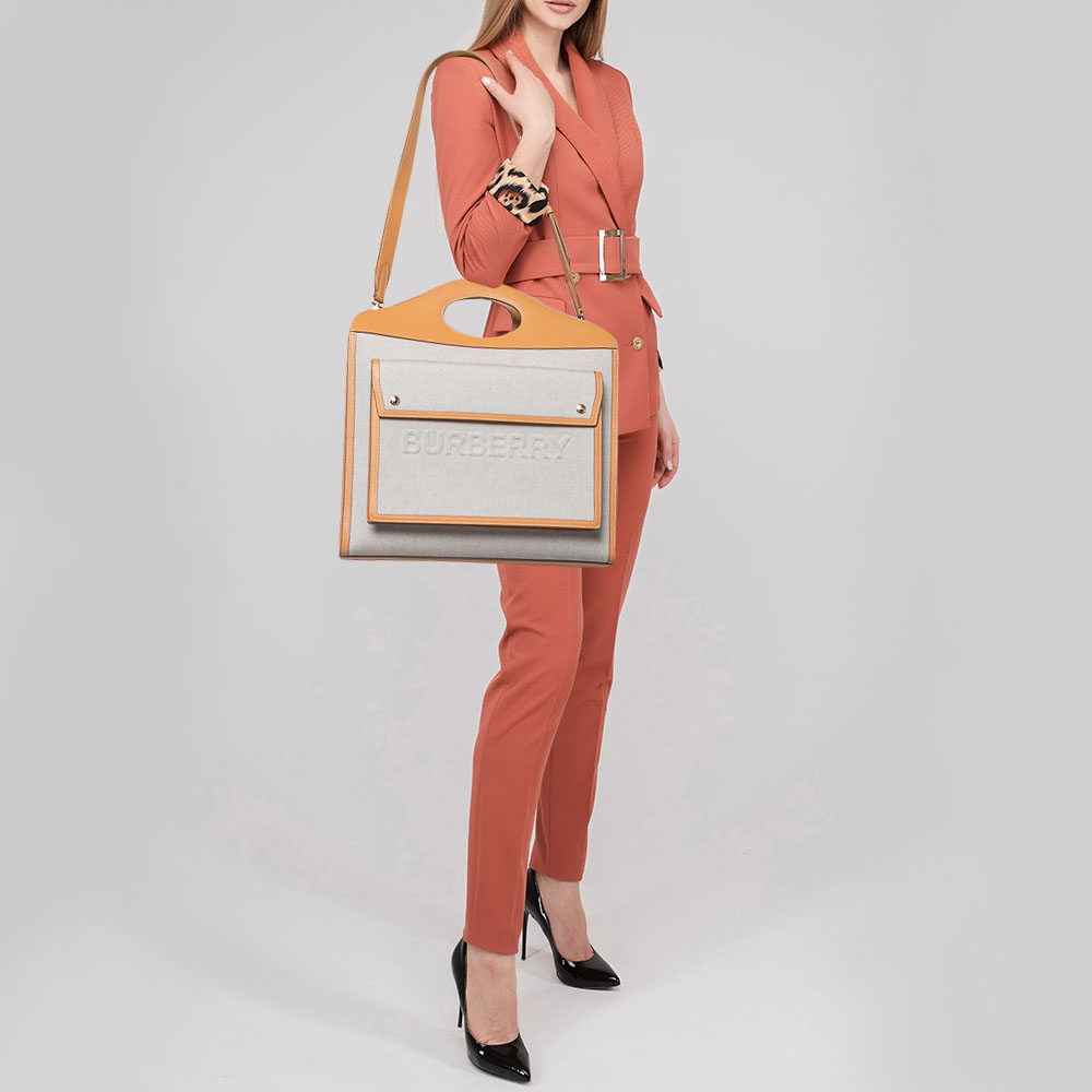

Burberry Beige Canvas and Leather Medium Pocket Tote