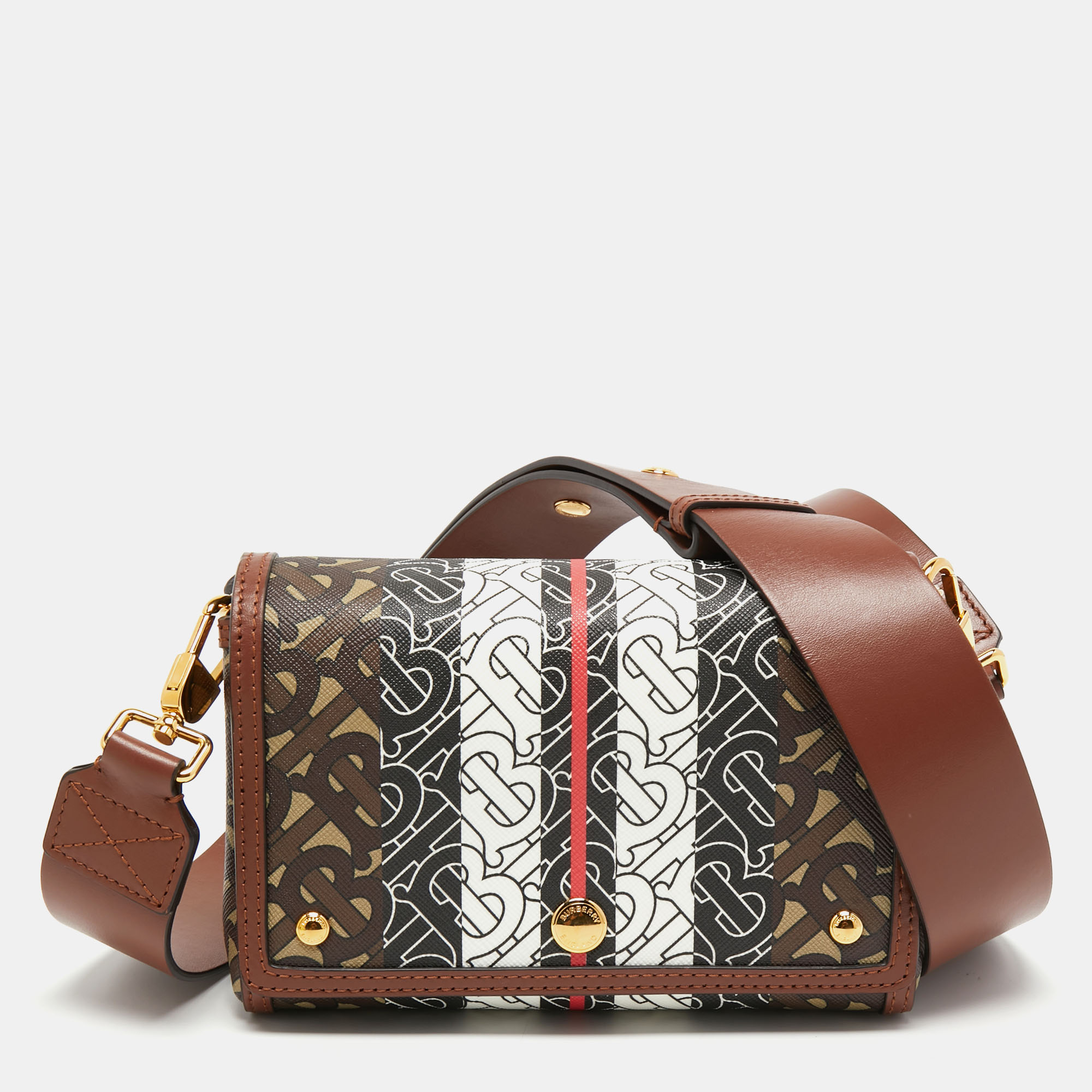 Pre-owned Burberry Multicolor Tb-print Coated Canvas And Leather Hackberry Crossbody Bag