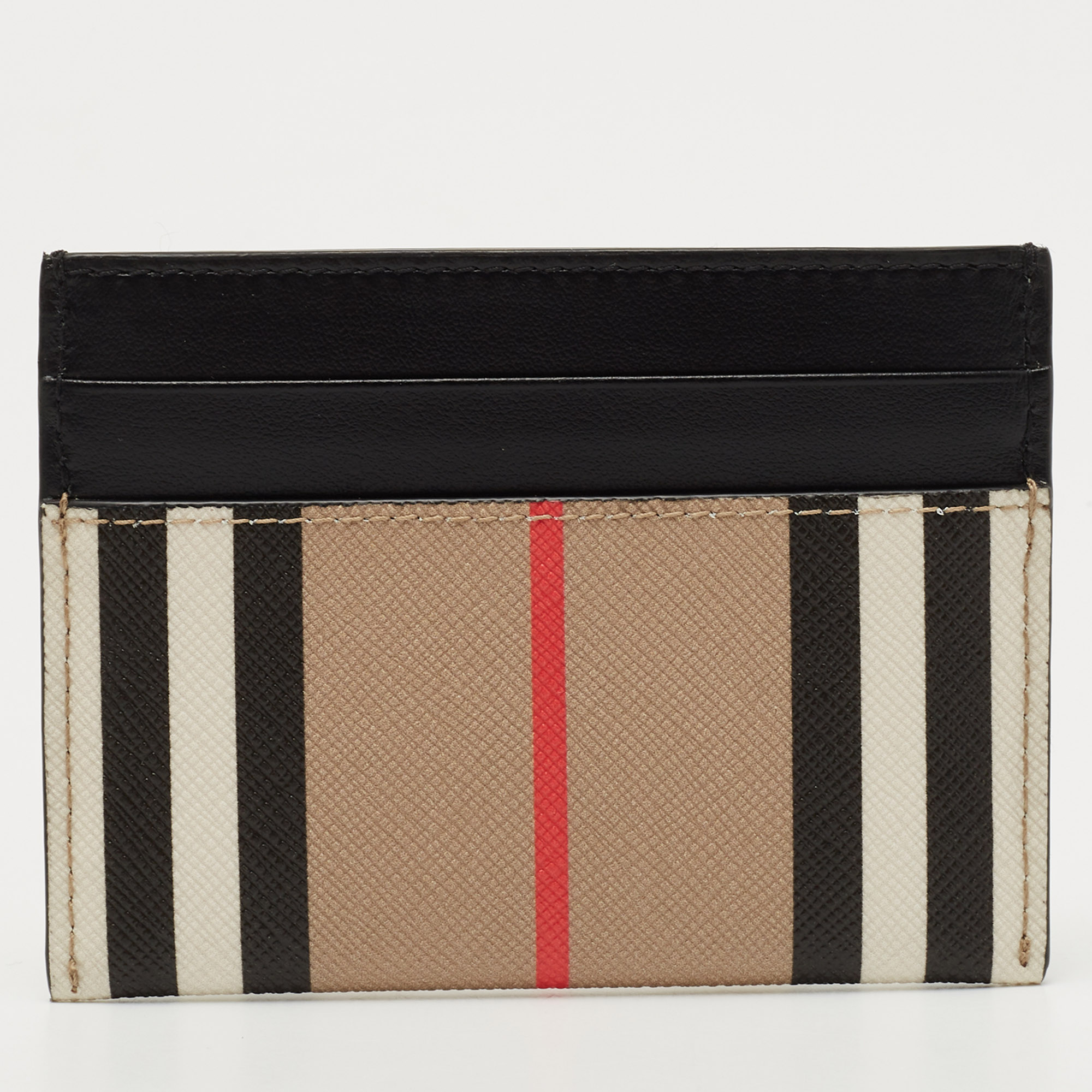 Burberry Beige/Black Icon Stripe Coated Canvas and Leather Card Holder  Burberry | TLC