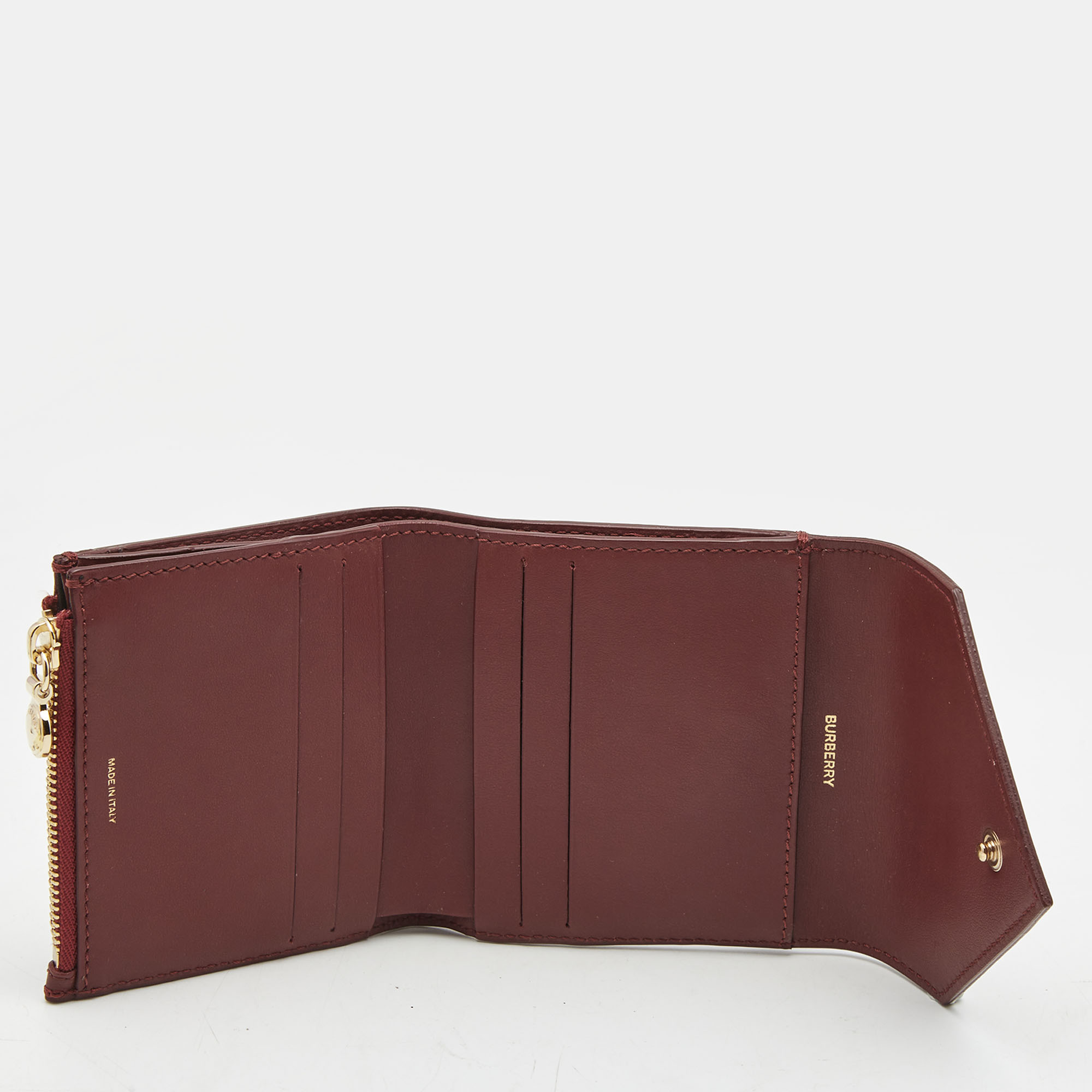 

Burberry Burgundy Check Canvas and Leather Lila Trifold Wallet