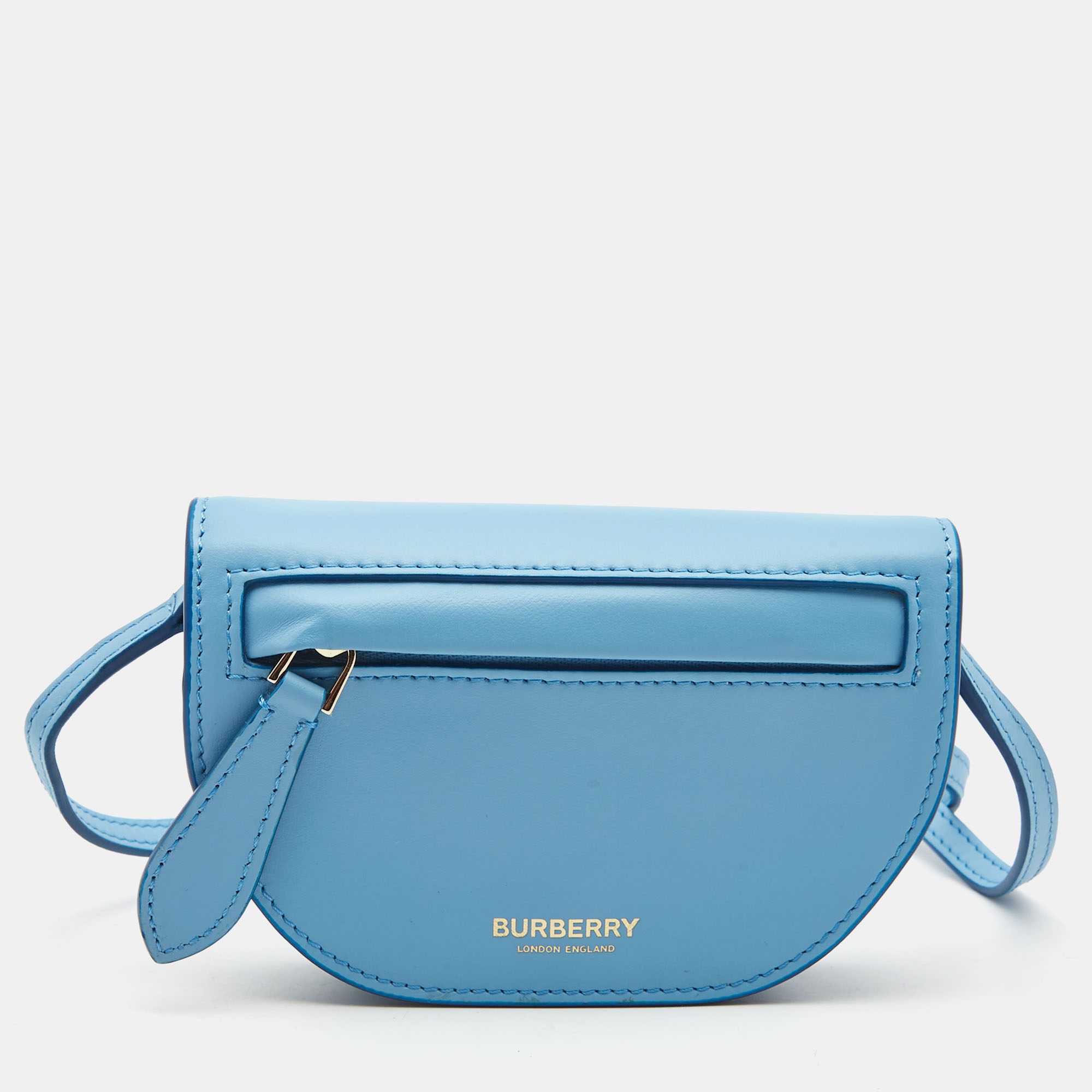 Pre-owned Burberry Light Blue Micro Olympia Crossbody Card Case