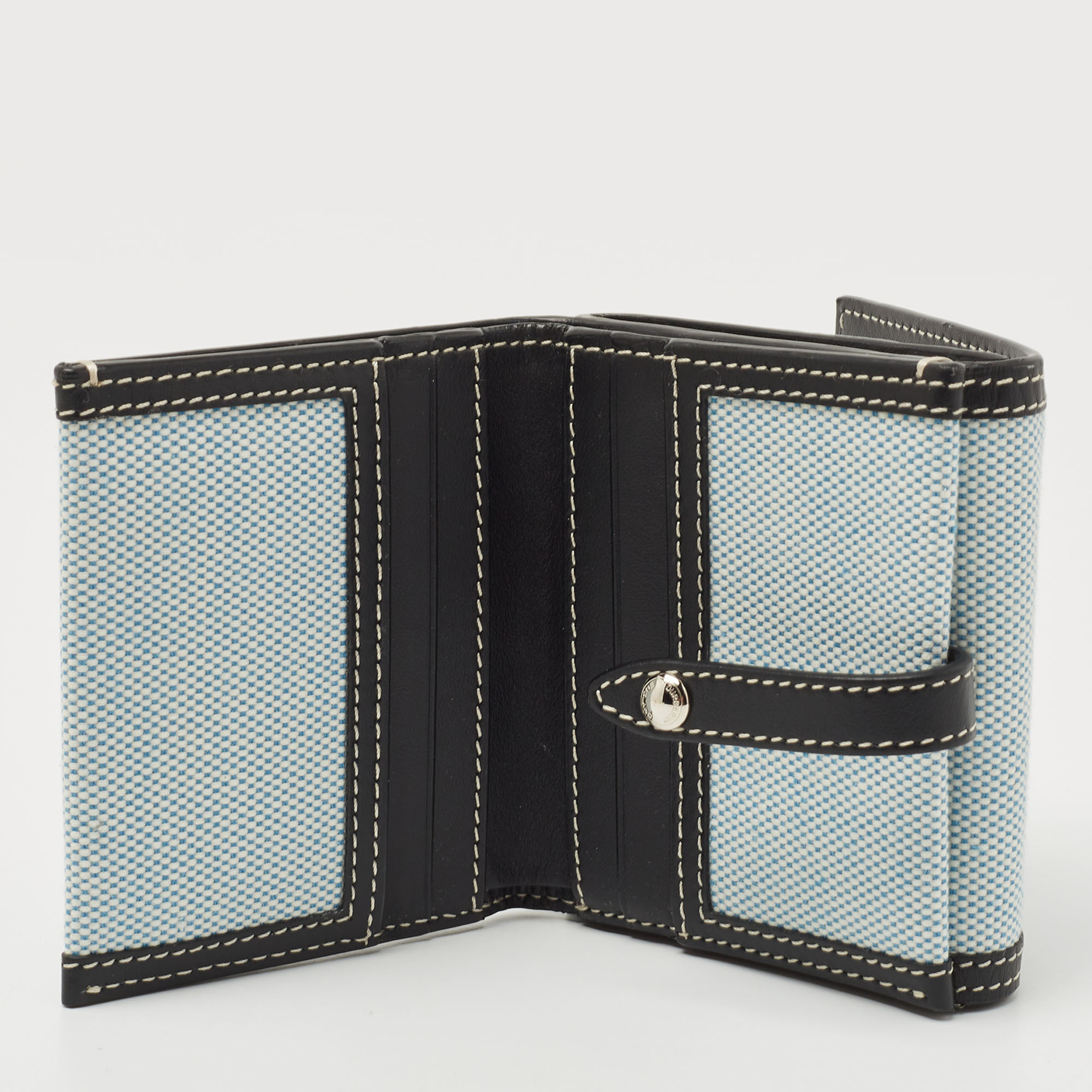 

Burberry Light Blue/Black Canvas and Leather Luna French Wallet