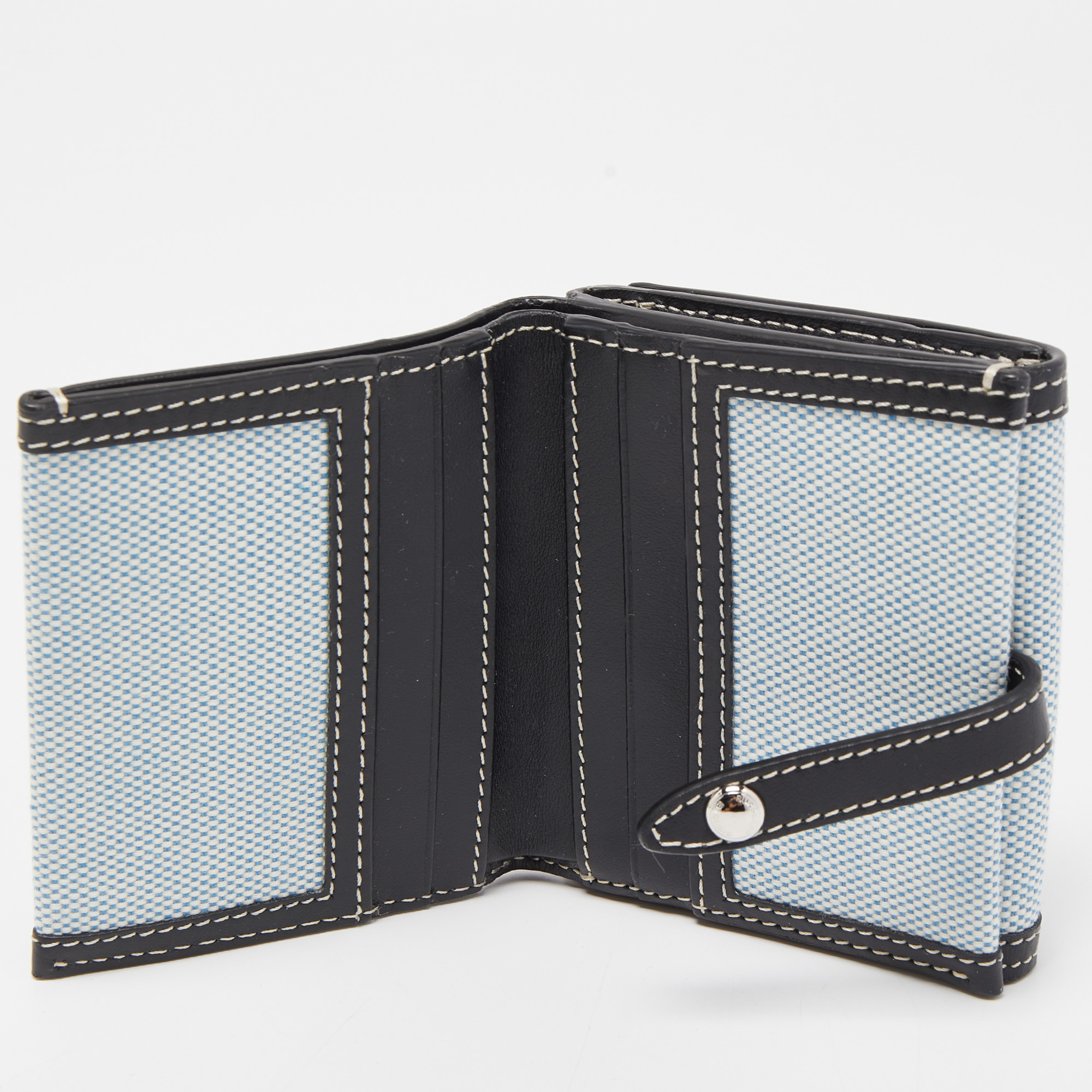 

Burberry Light Blue/Black Canvas and Leather Luna French Wallet