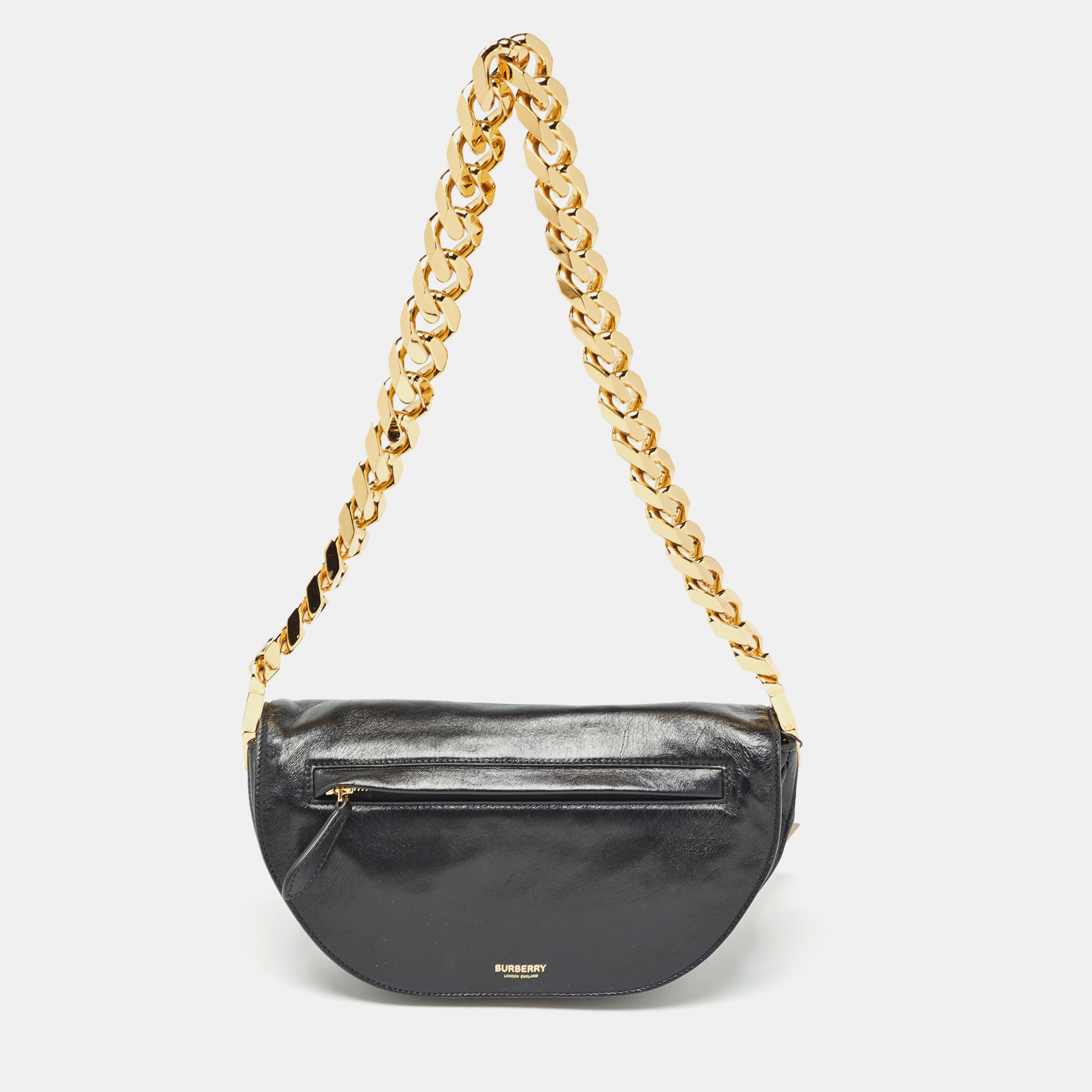 

Burberry Black Soft Leather Small Olympia Shoulder Bag