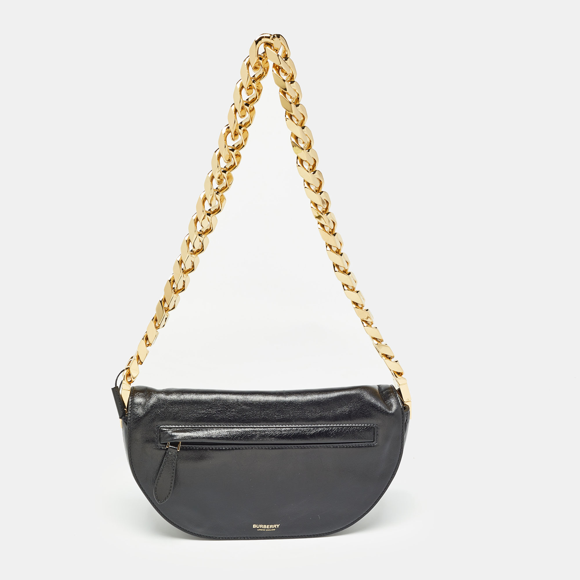 

Burberry Black Soft Leather  Olympia Chain Shoulder Bag